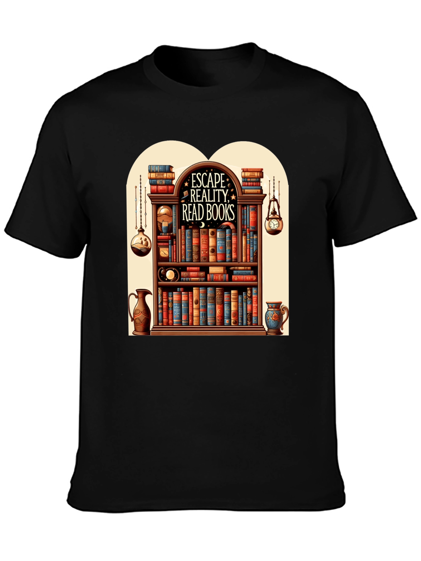 Escape Reality Bookshelf Graphic T-Shirt