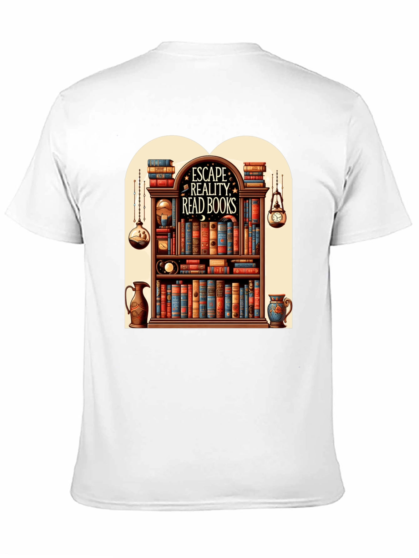 Escape Reality Bookshelf Graphic T-Shirt