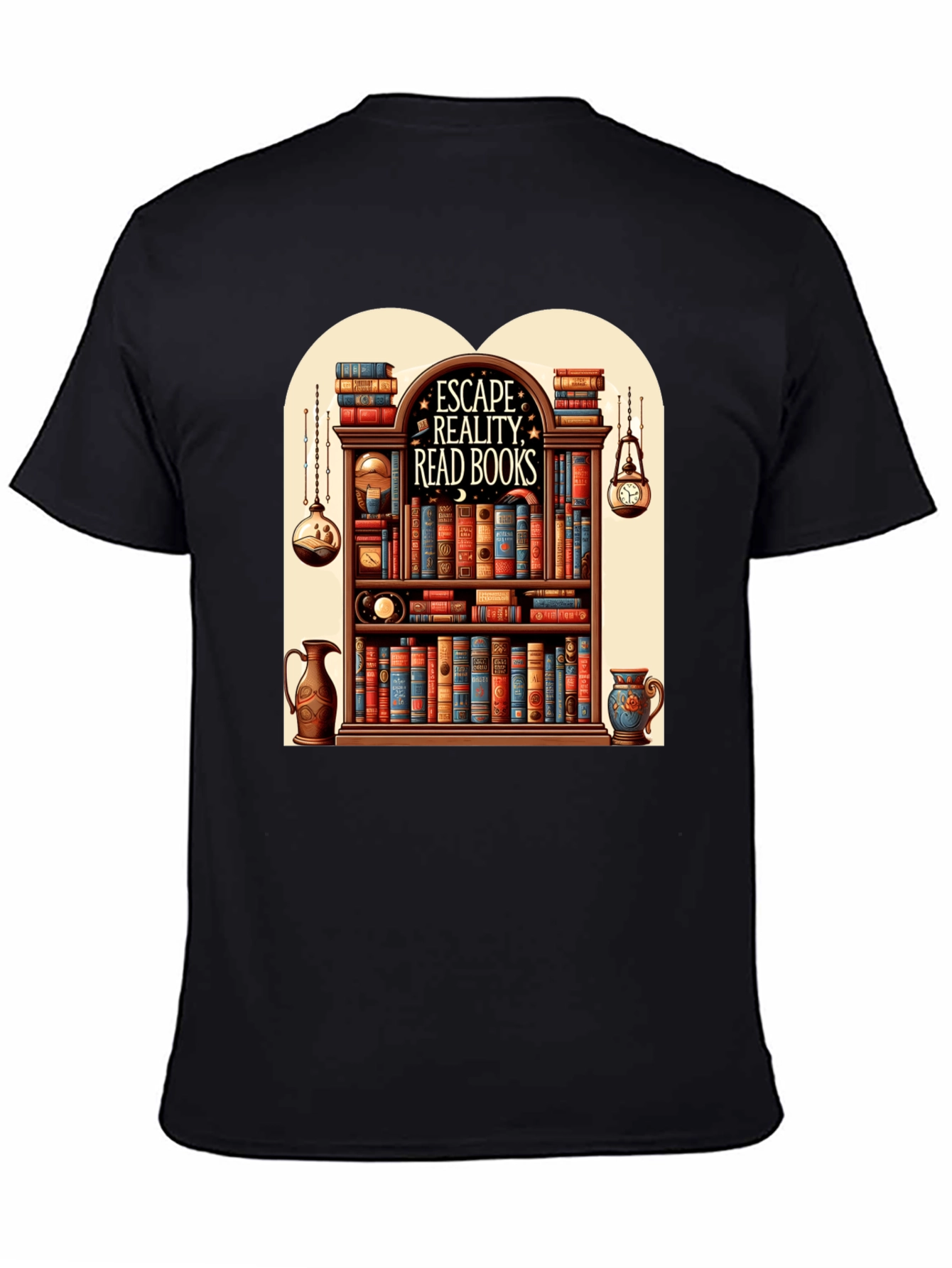 Escape Reality Bookshelf Graphic T-Shirt