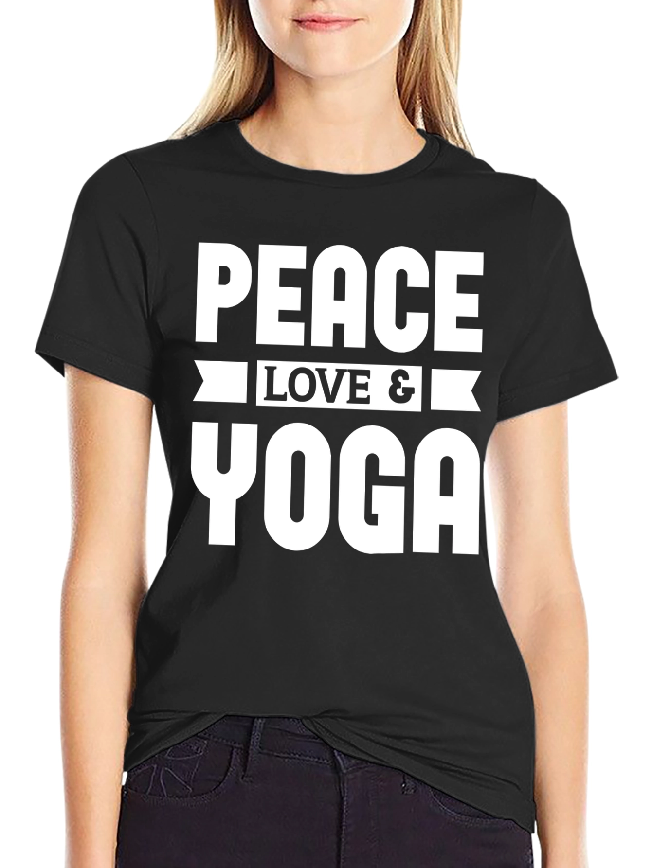 Peace Love Yoga Graphic Tee - Unisex Black T-Shirt