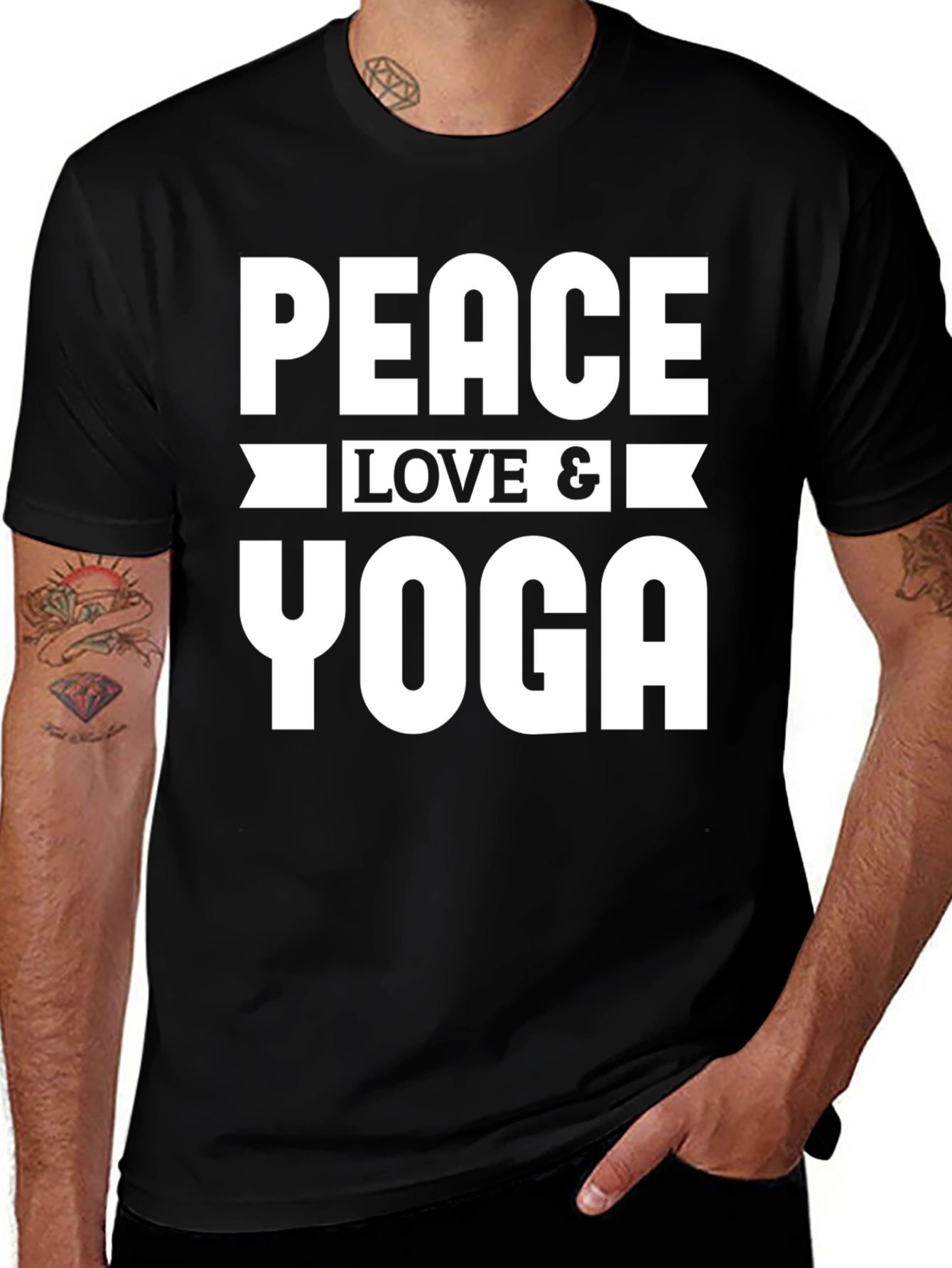Peace Love Yoga Graphic Tee - Unisex Black T-Shirt