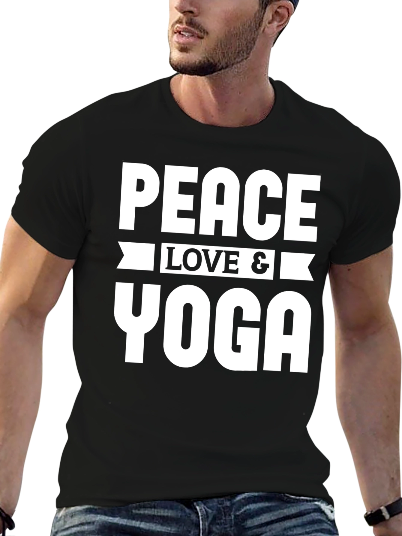 Peace Love Yoga Graphic Tee - Unisex Black T-Shirt