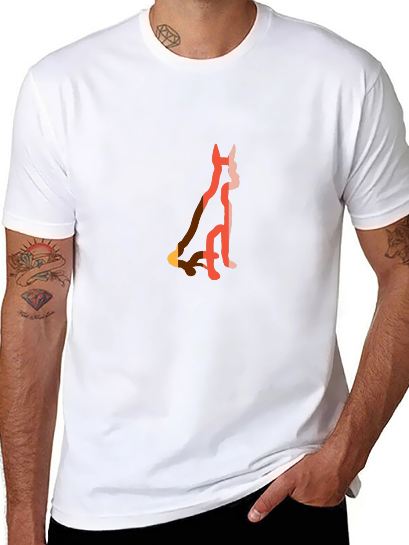 Cool Dog Silhouette Graphic Tee - Black