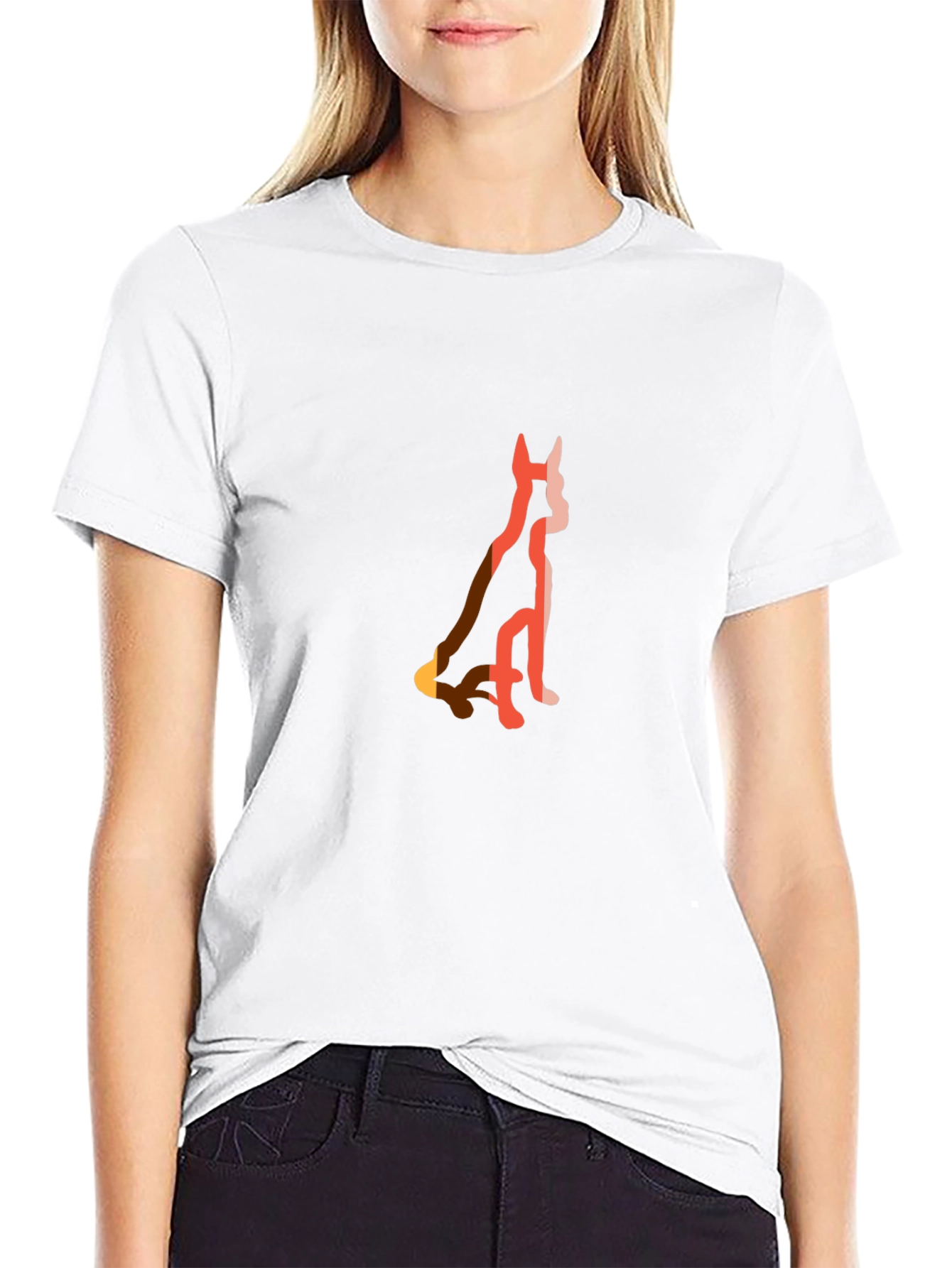 Cool Dog Silhouette Graphic Tee - Black