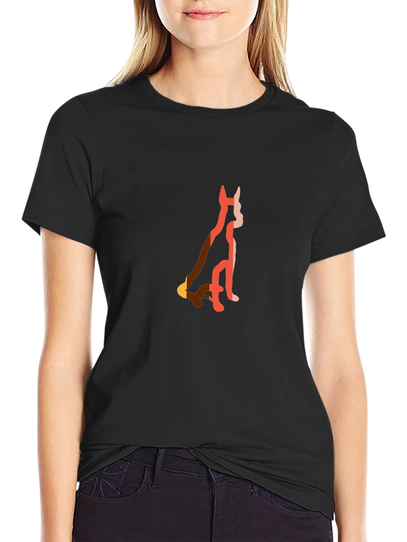 Cool Dog Silhouette Graphic Tee - Black