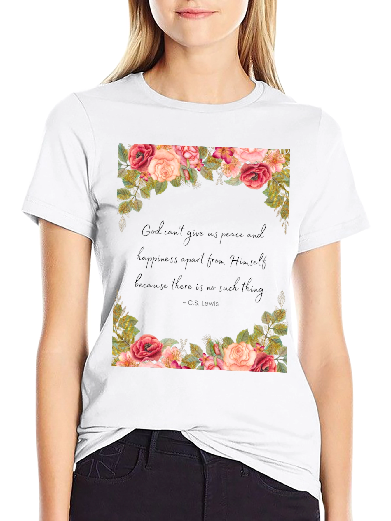 Floral Quote T-Shirt - Gods Peace
