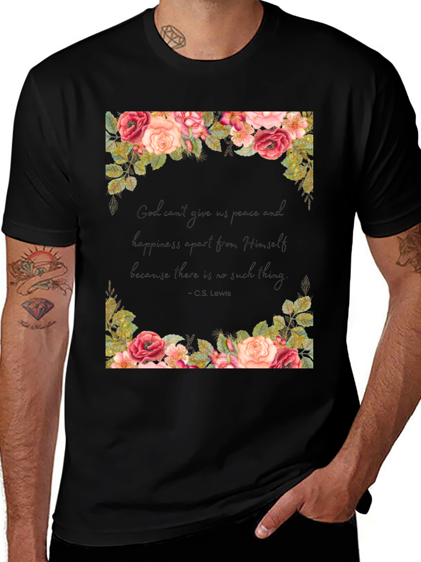 Floral Quote T-Shirt - Gods Peace