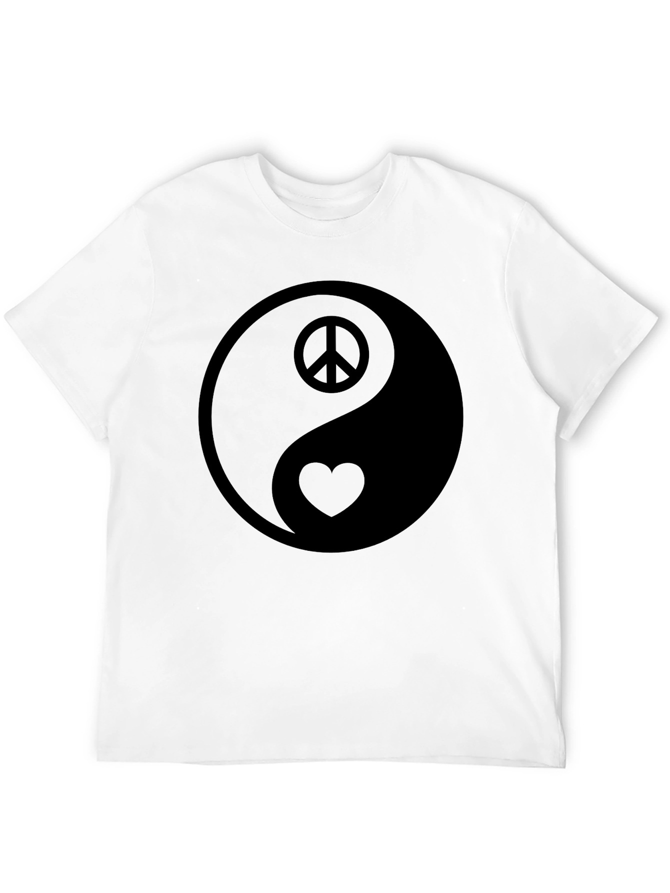 Yin Yang Peace & Love Black Graphic Tee