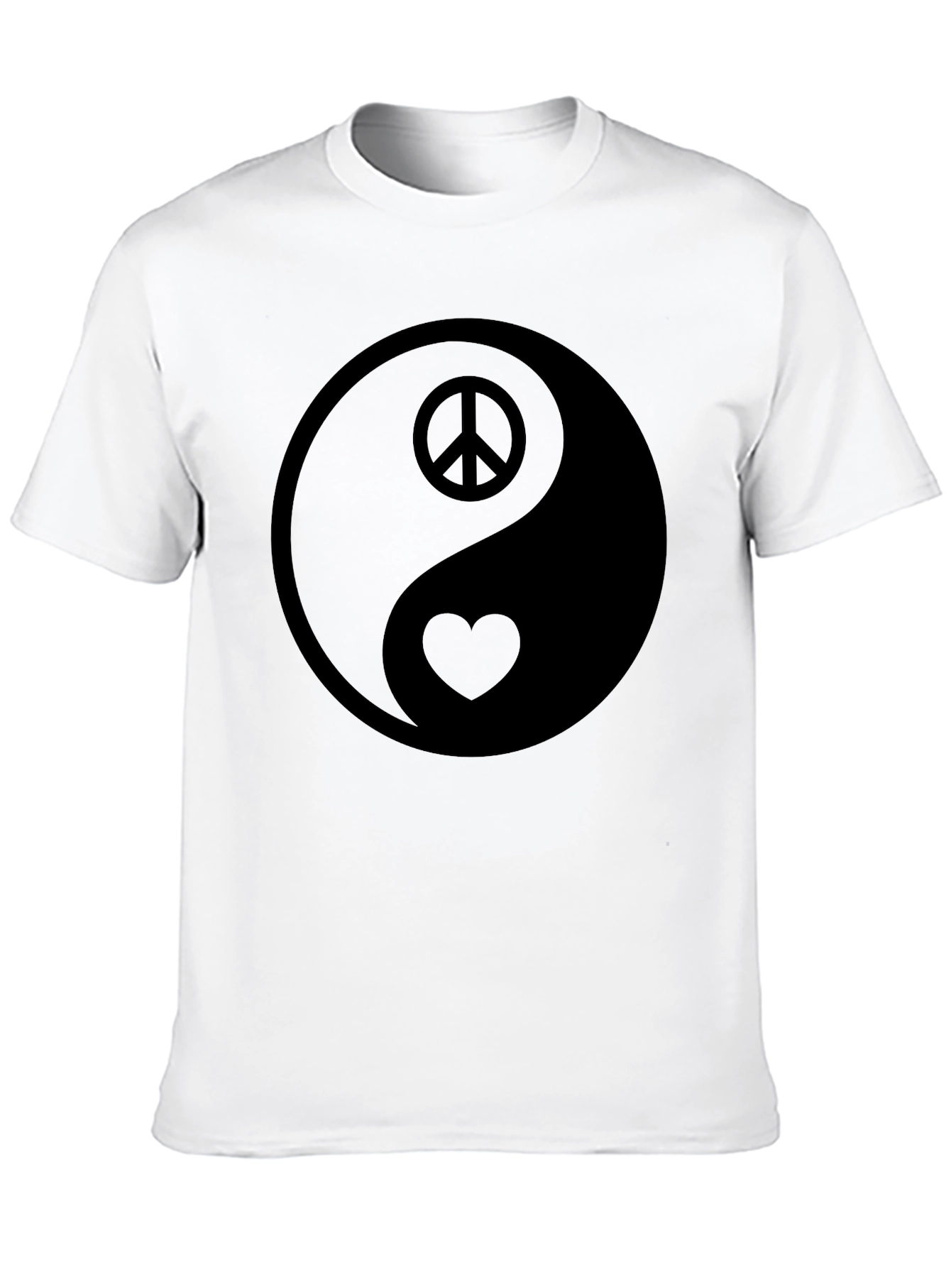 Yin Yang Peace & Love Black Graphic Tee