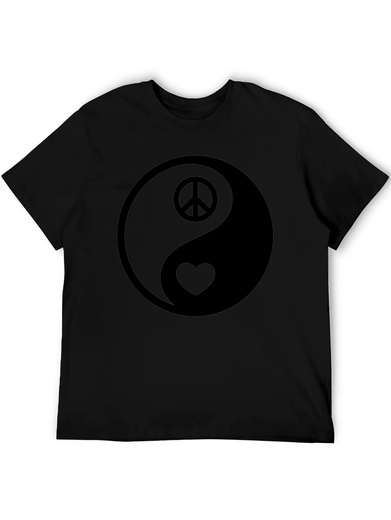 Yin Yang Peace & Love Black Graphic Tee