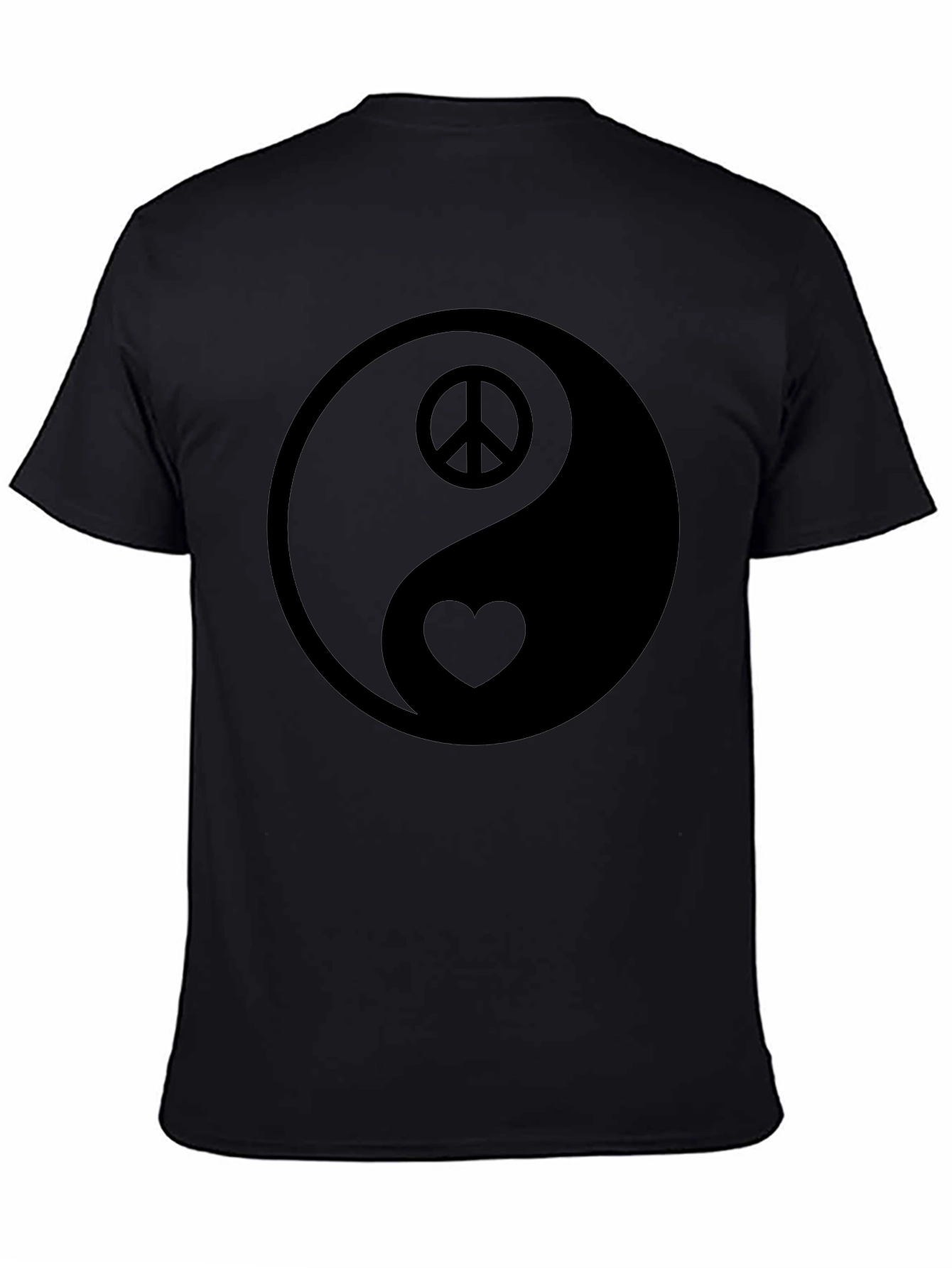 Yin Yang Peace & Love Black Graphic Tee