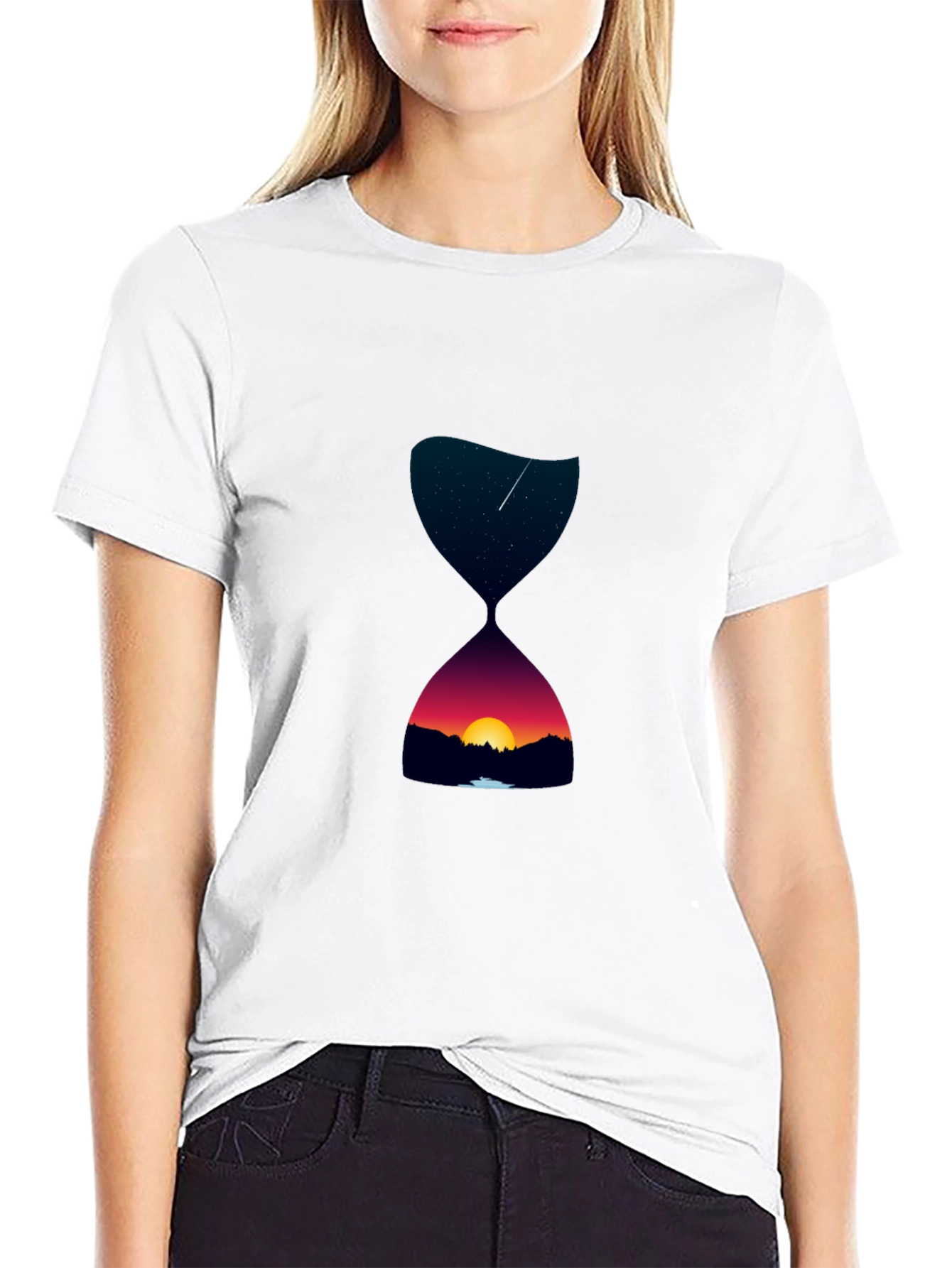 Hourglass Sunset Graphic Tee - Unique Design
