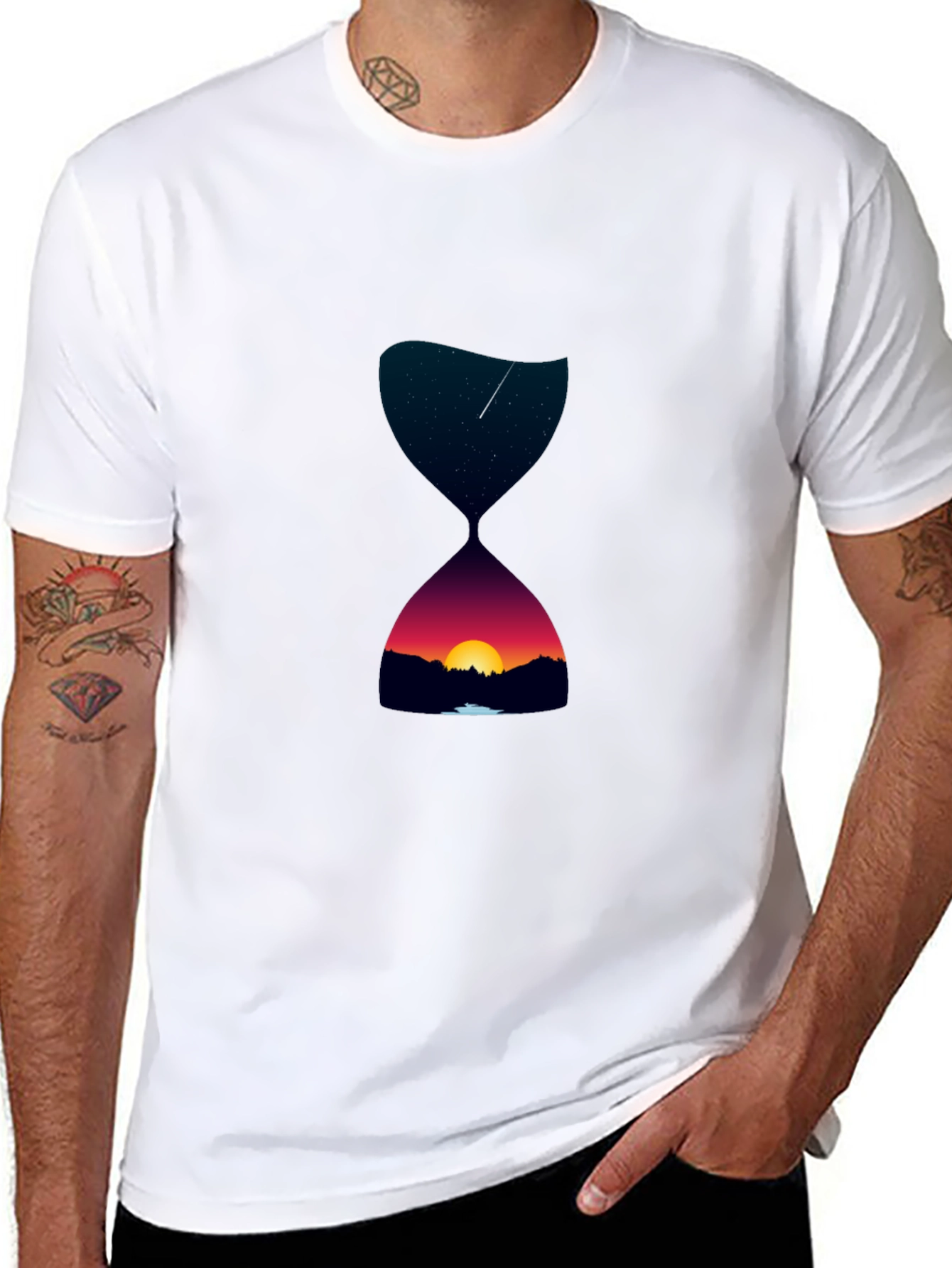 Hourglass Sunset Graphic Tee - Unique Design
