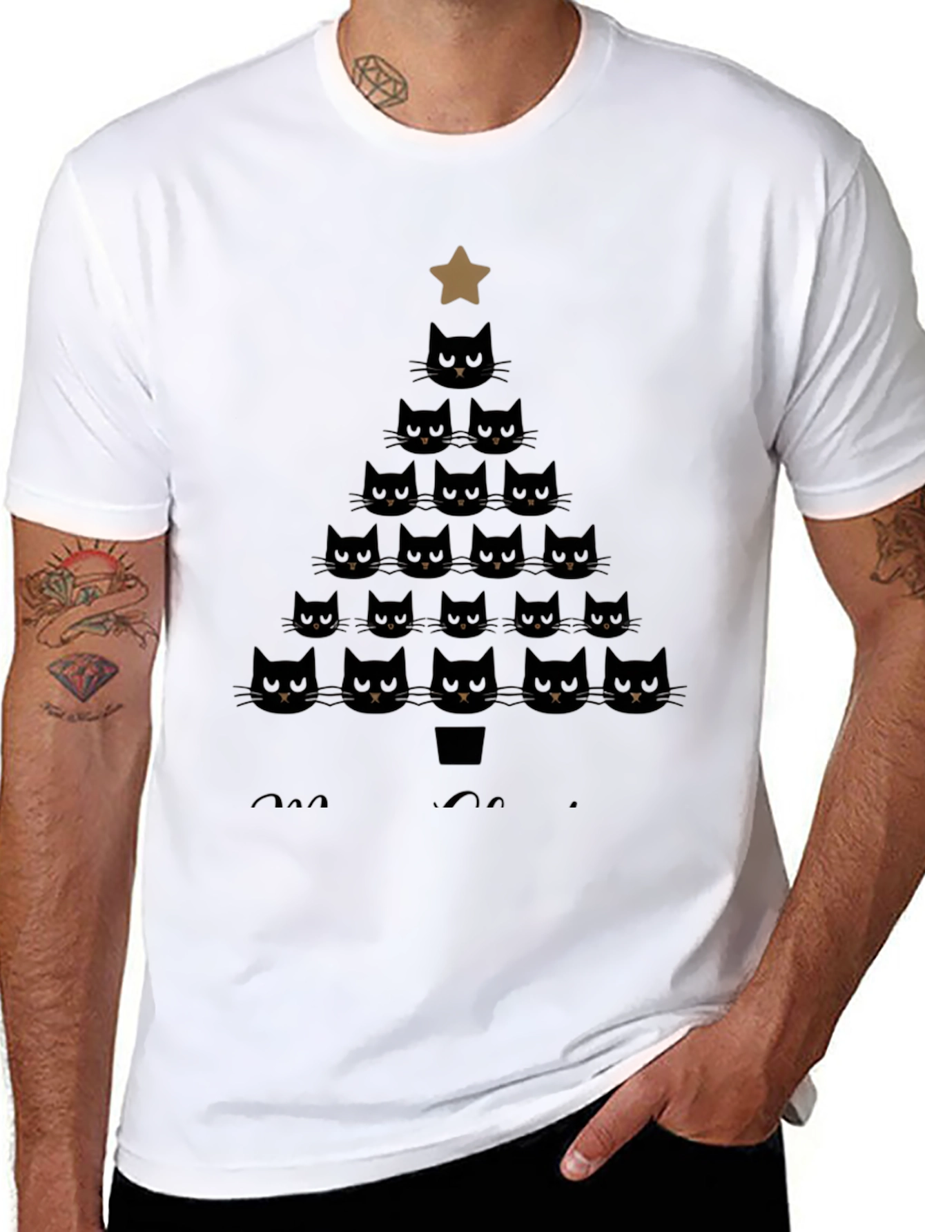 Cats Christmas Tree Graphic Tee - Holiday Style