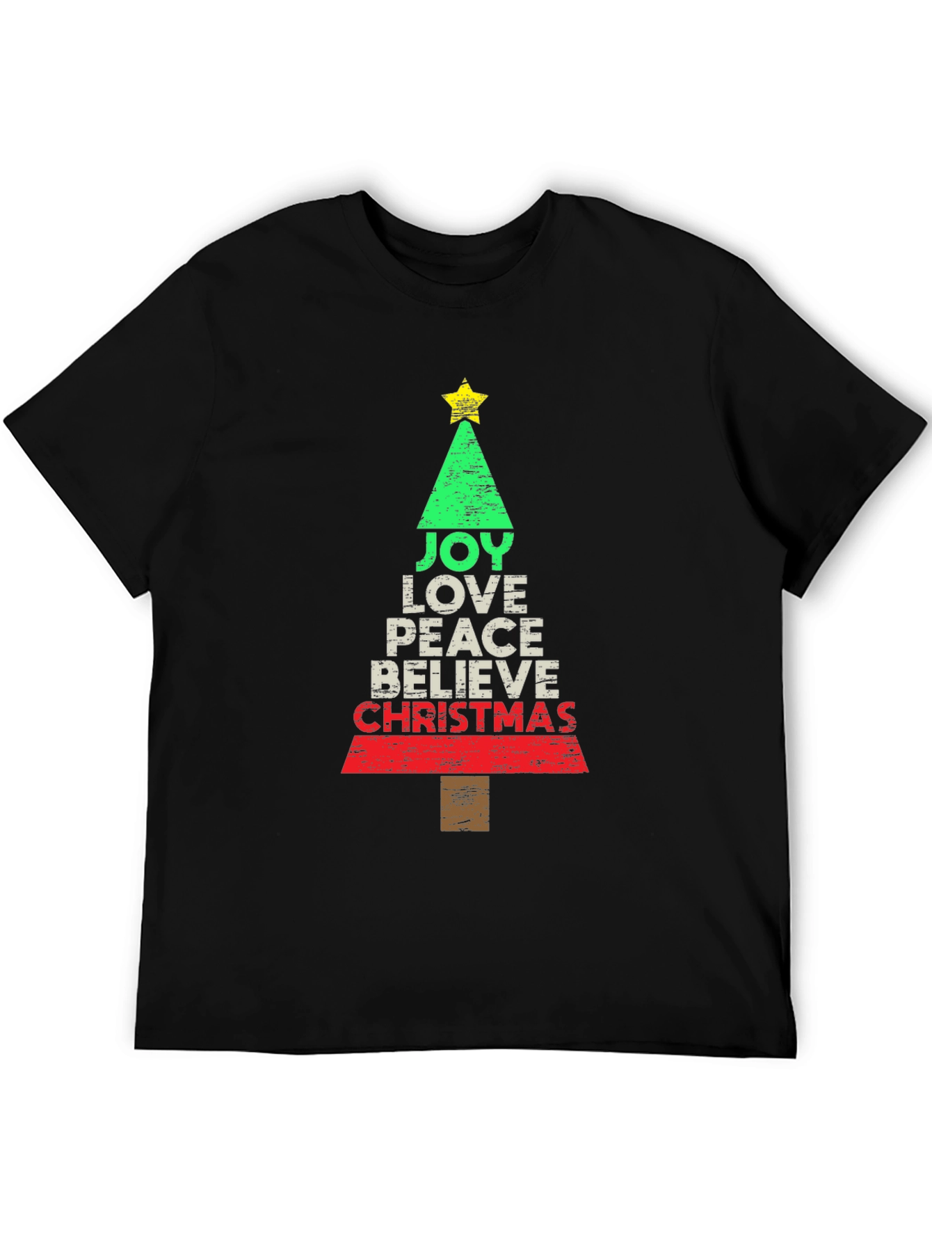 Joy Love Peace Christmas Tree Holiday Graphic Tee