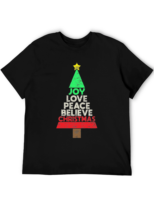 Joy Love Peace Christmas Tree Holiday Graphic Tee
