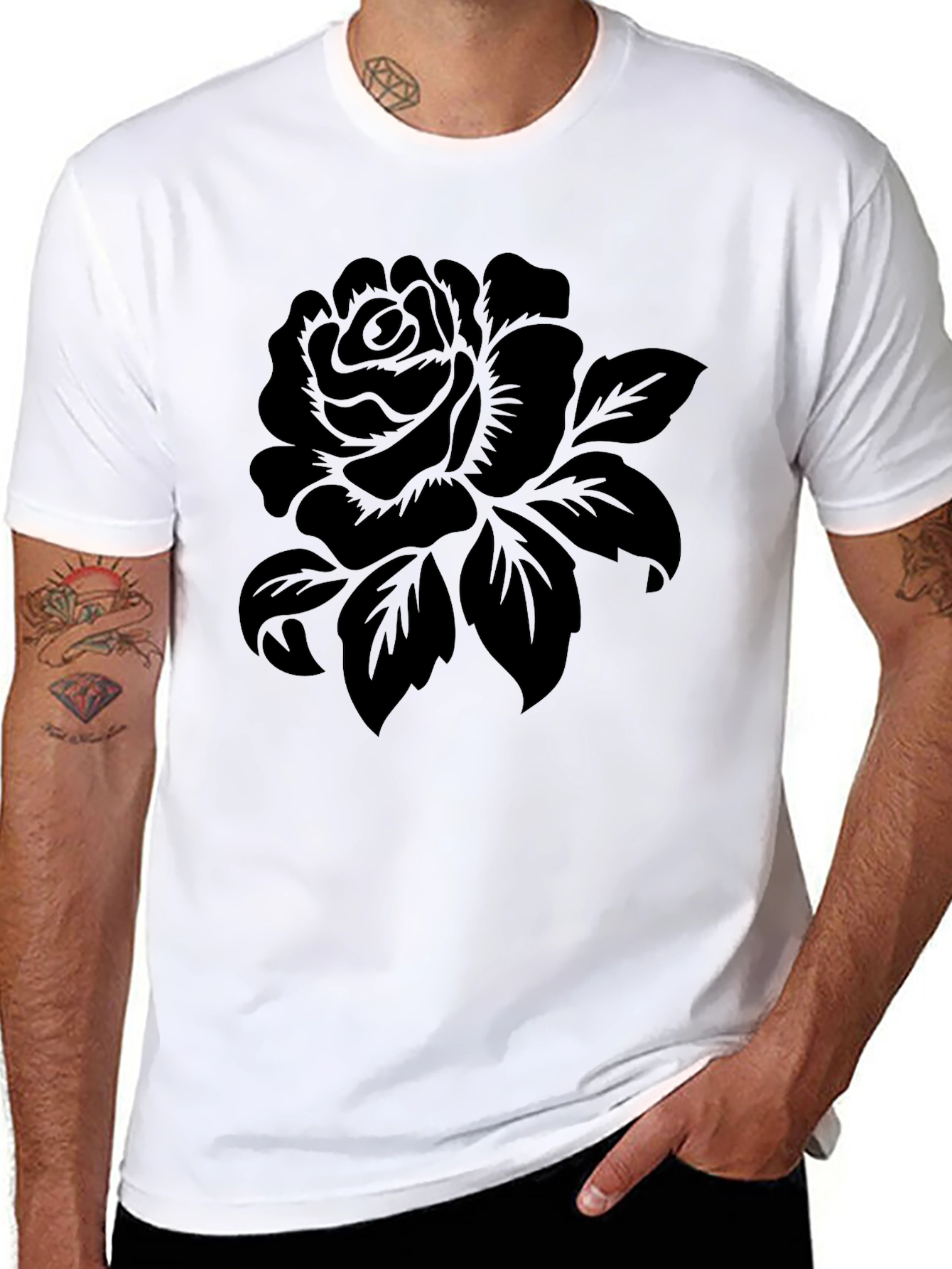 Black Rose Graphic Tee - Stylish Mens Casual Wear