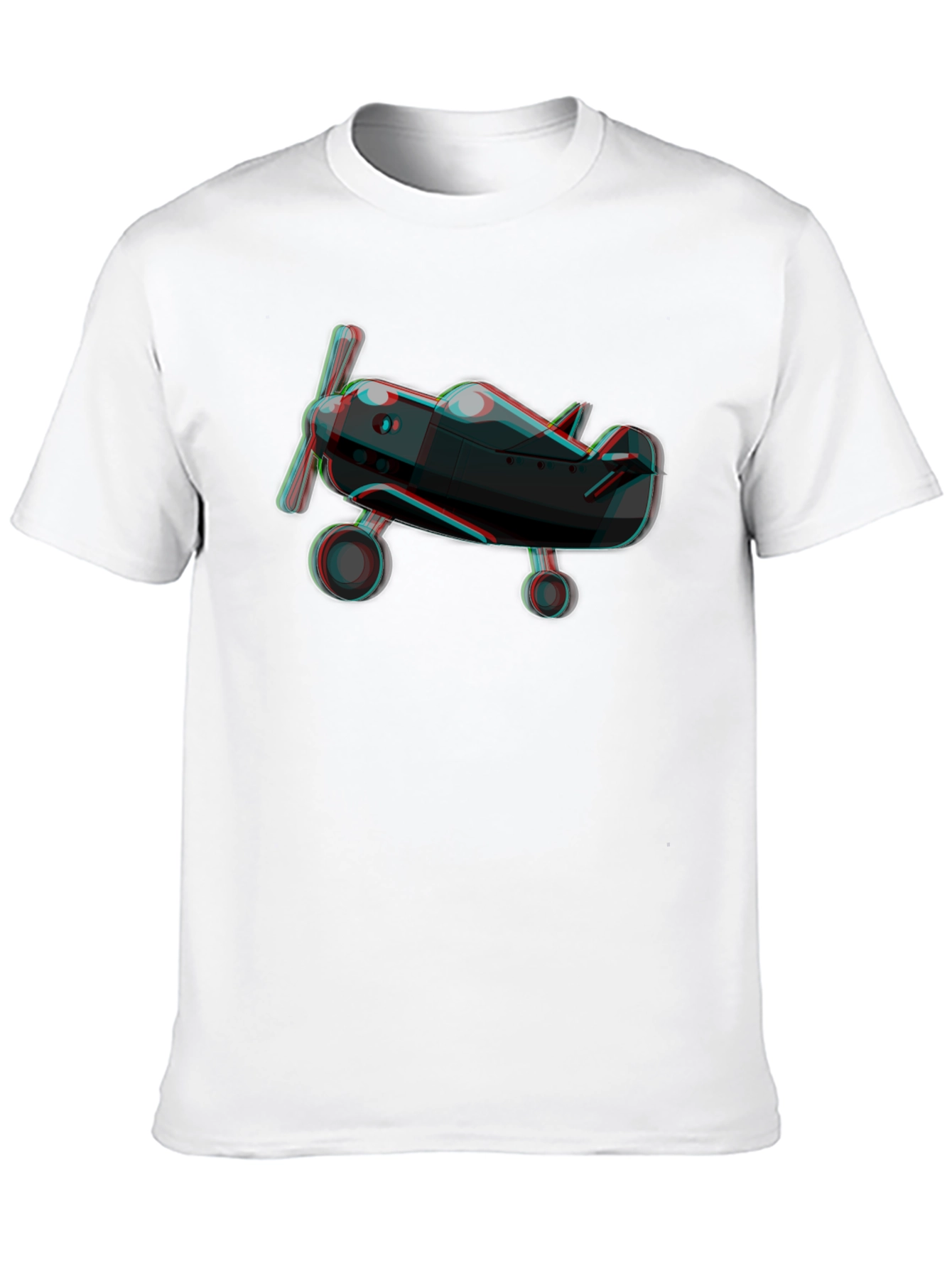 3D Plane Graphic Tee - Black Cotton T-Shirt