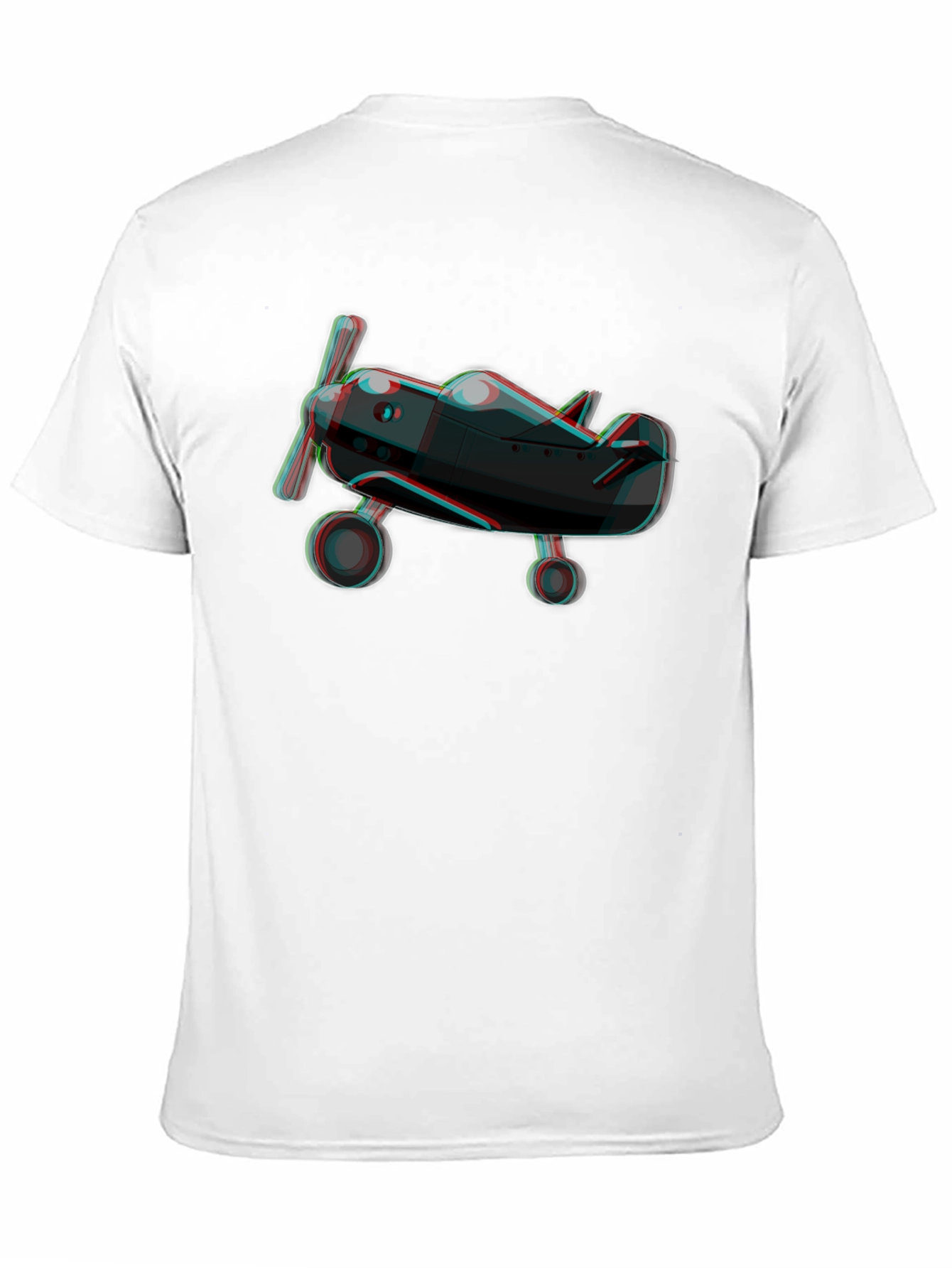 3D Plane Graphic Tee - Black Cotton T-Shirt