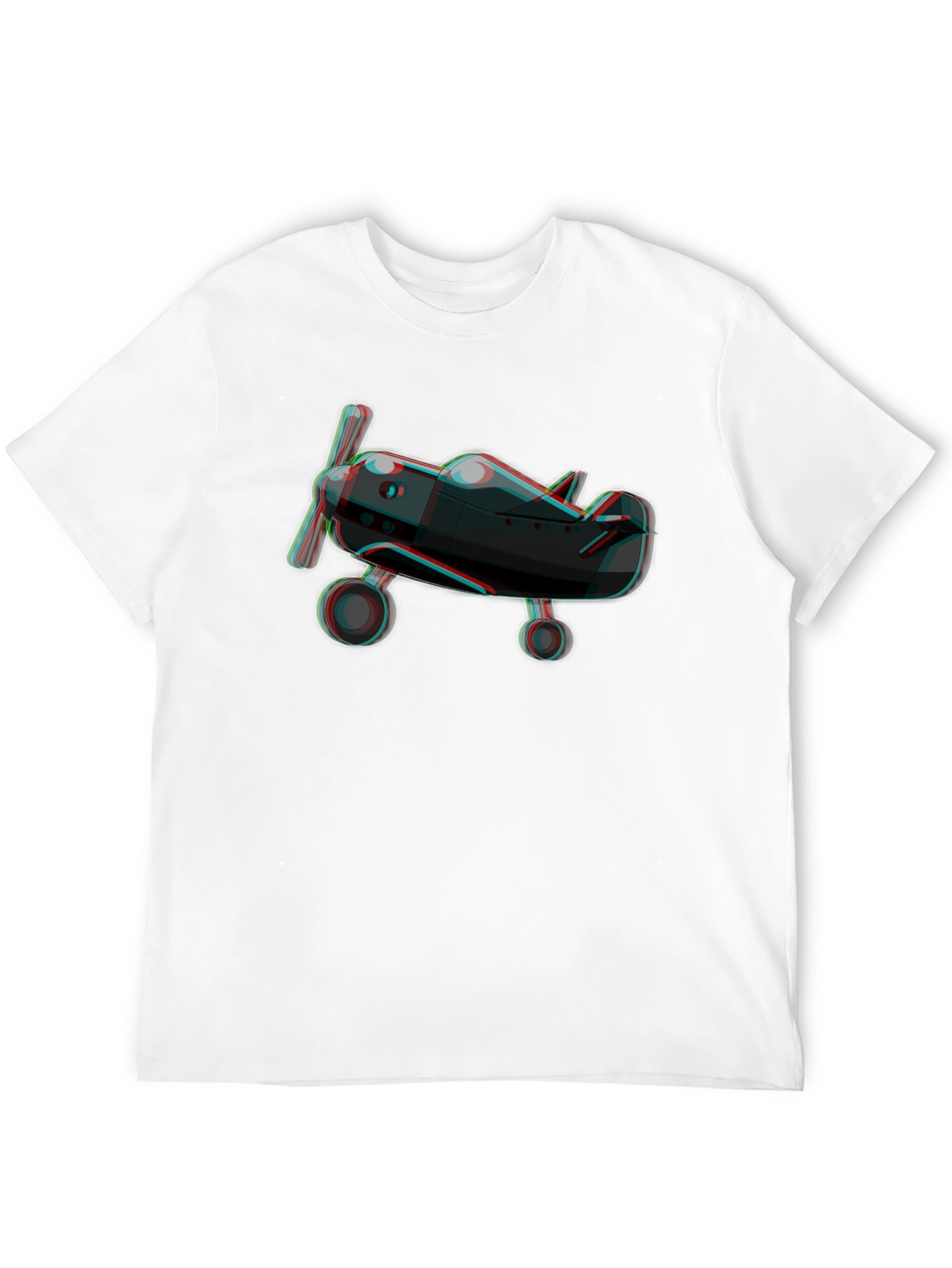 3D Plane Graphic Tee - Black Cotton T-Shirt