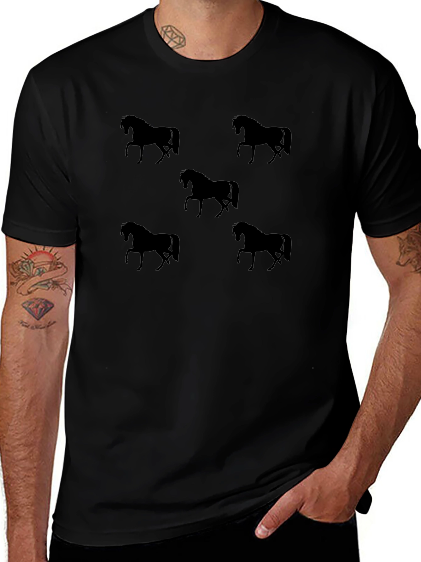 Black Horse Silhouette Graphic Tee - Unisex