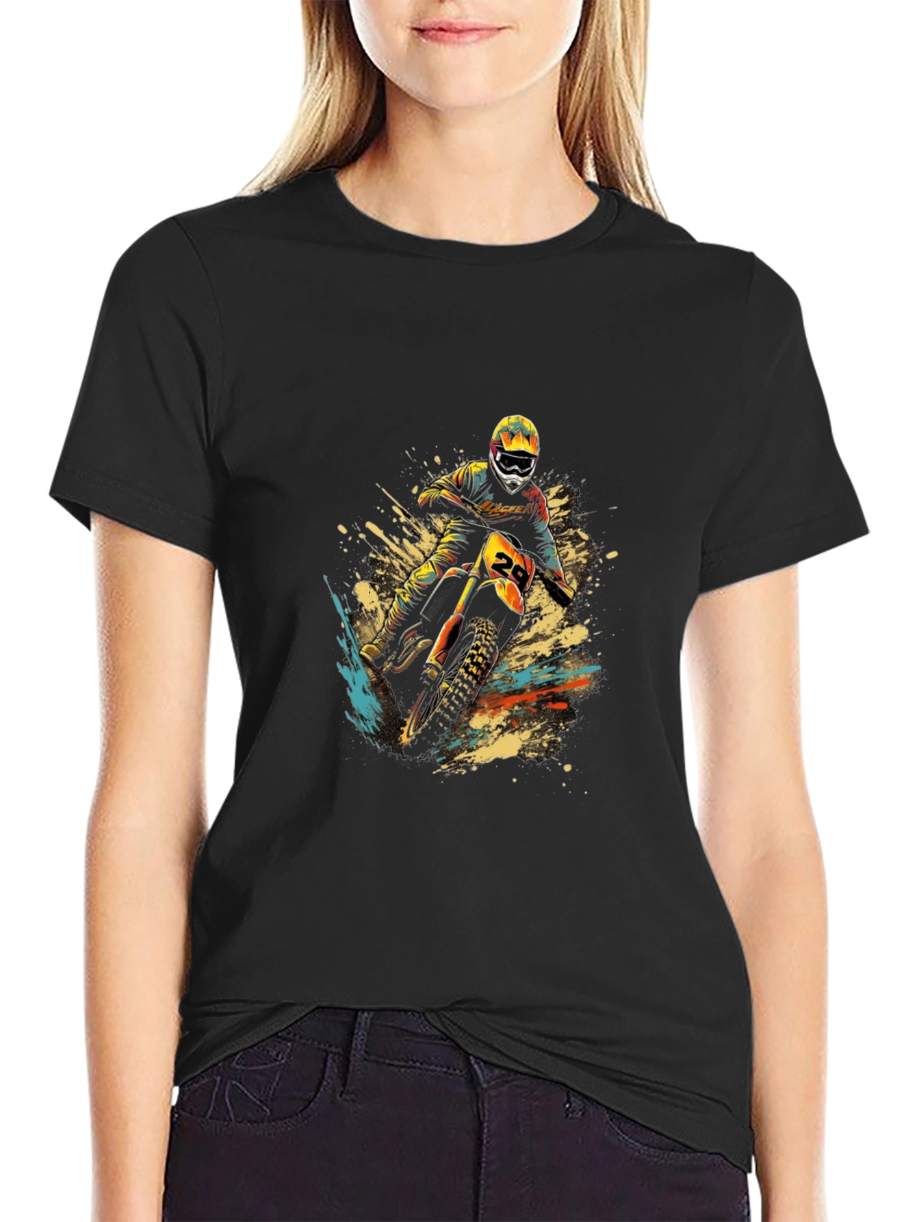 Motocross Rider Graphic T-Shirt - Black