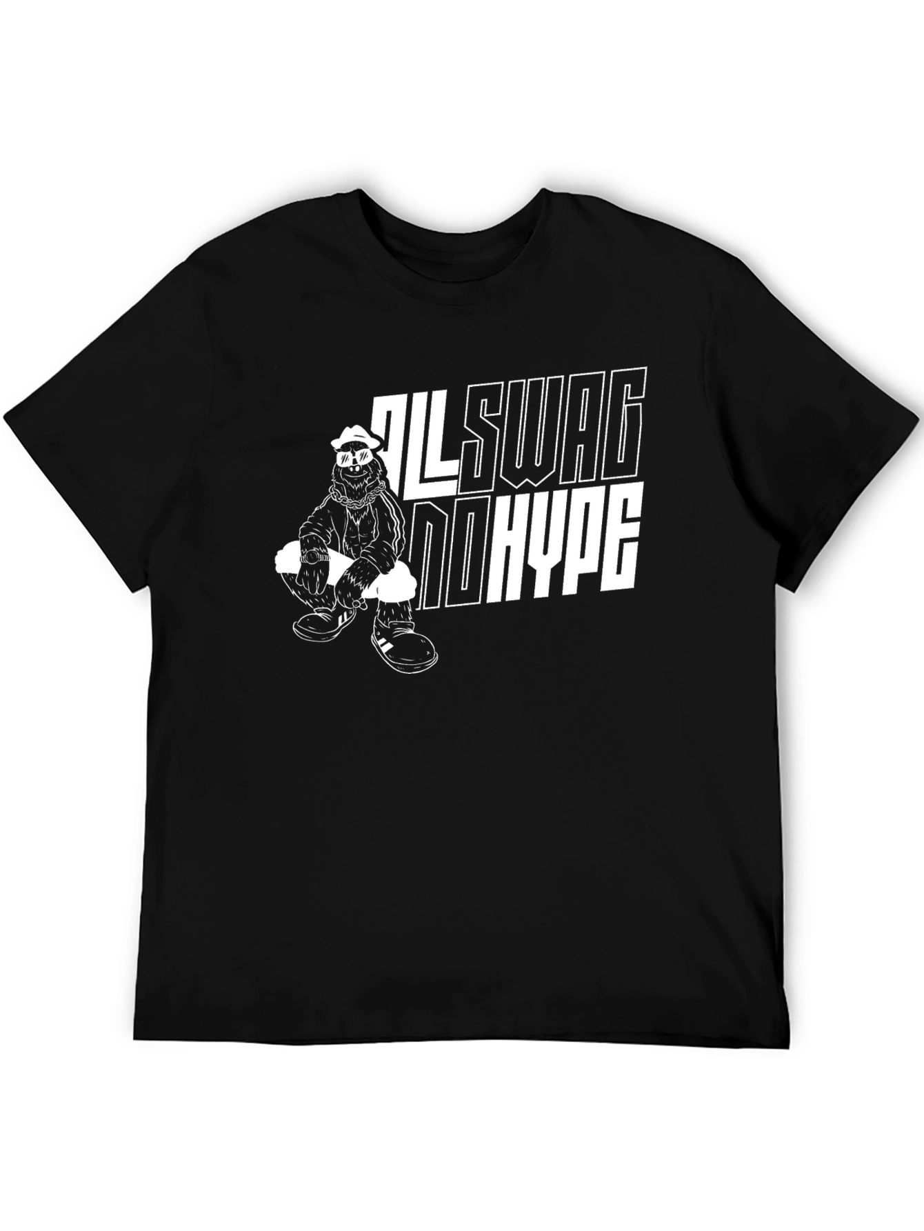 Cool Black All Swag No Hype Graphic Tee