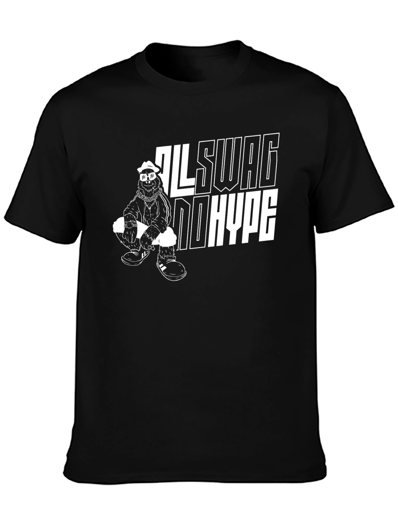 Cool Black All Swag No Hype Graphic Tee