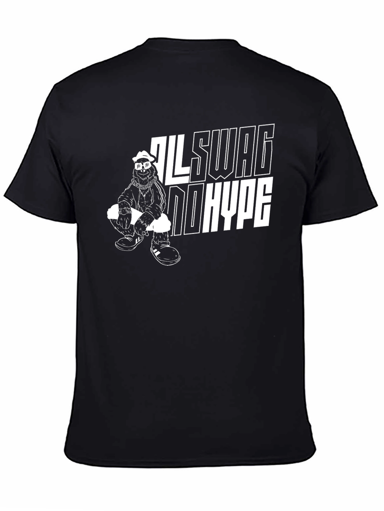 Cool Black All Swag No Hype Graphic Tee