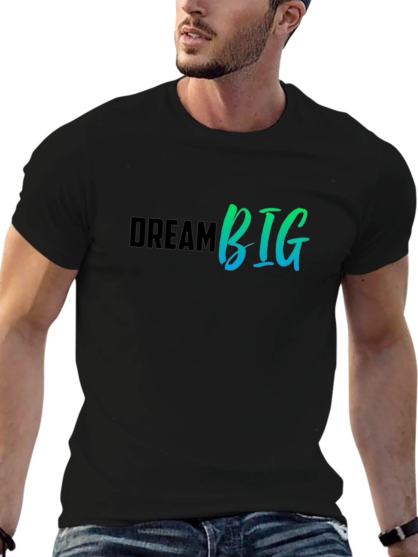 Dream Big Graphic Tee - Black Cotton T-Shirt