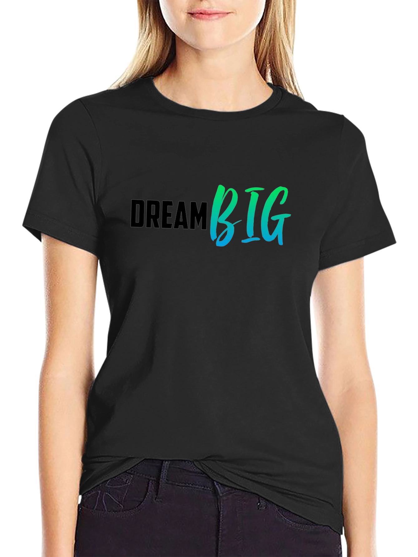 Dream Big Graphic Tee - Black Cotton T-Shirt