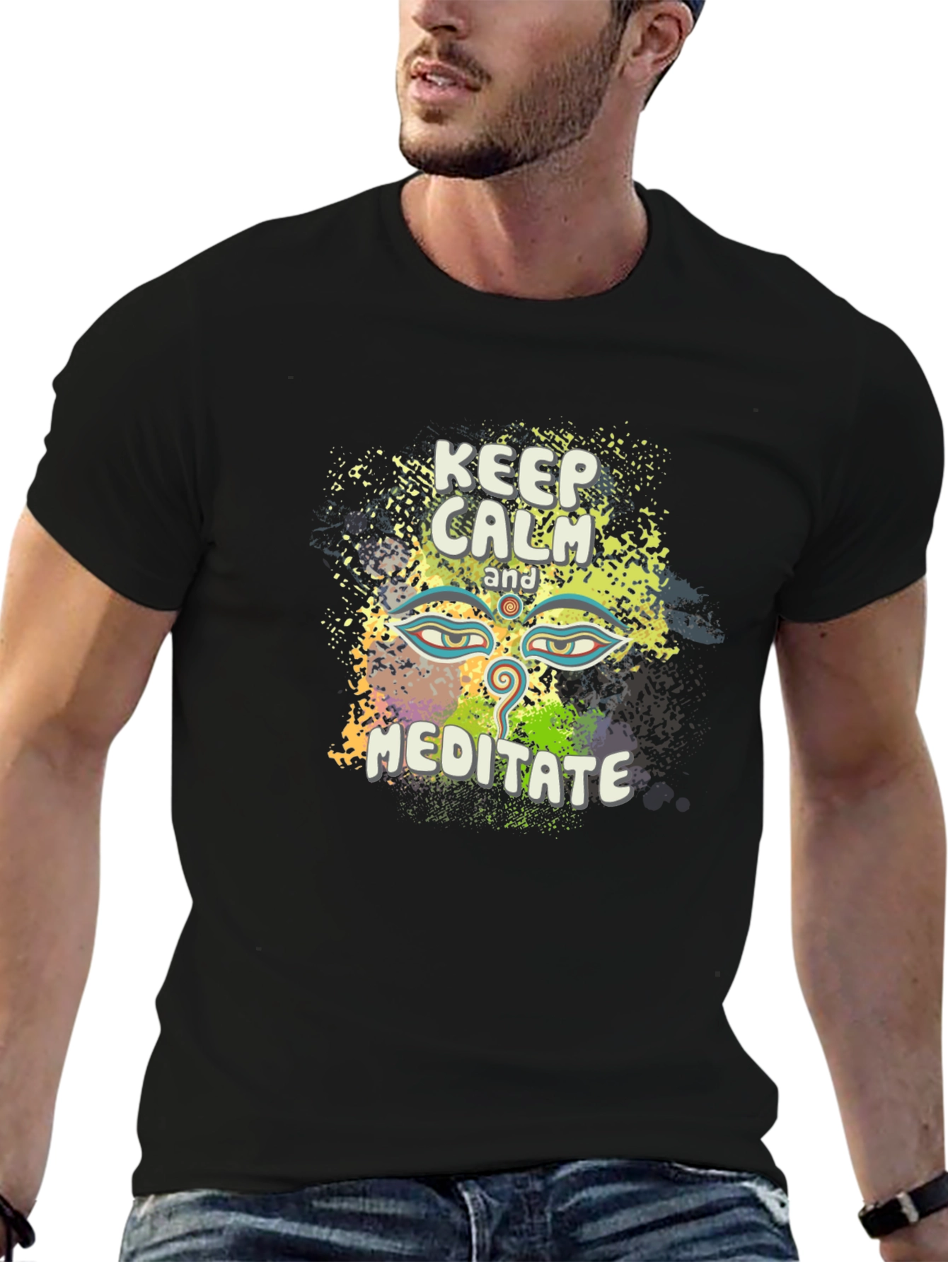 Keep Calm Meditate Tee - Spiritual Graphic T-Shirt
