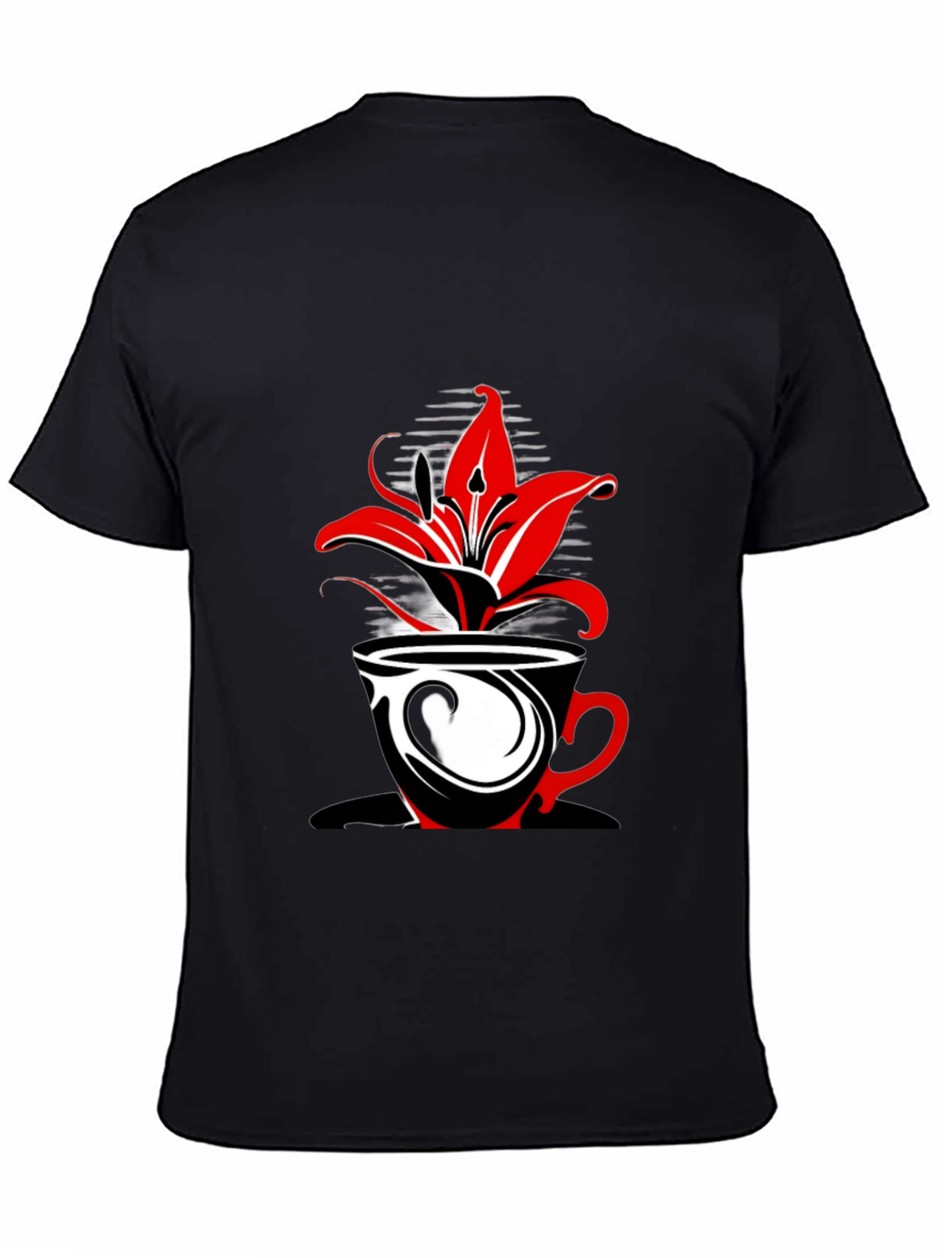 Floral Coffee Cup Graphic Tee - Black