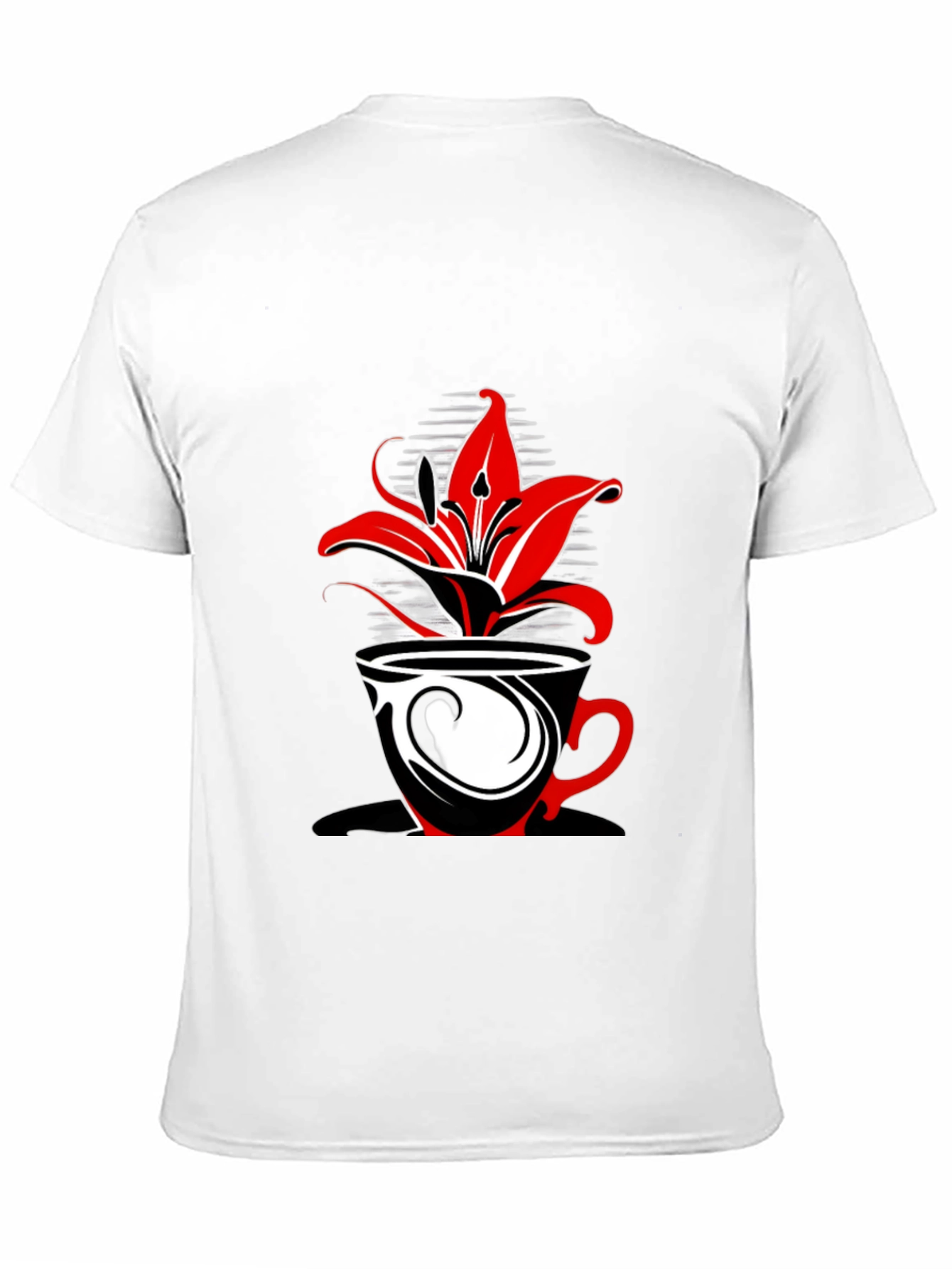 Floral Coffee Cup Graphic Tee - Black