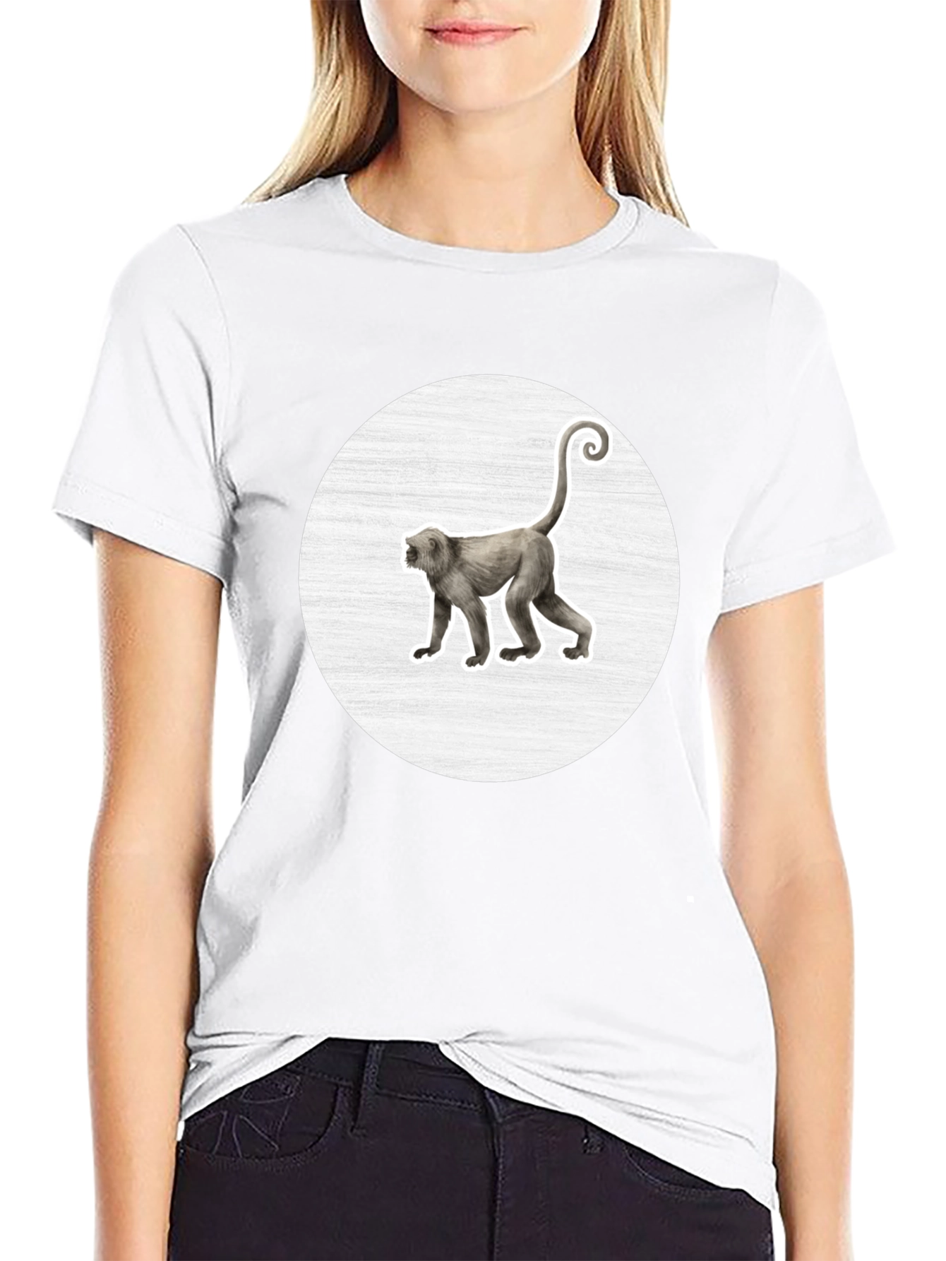 Monkey Graphic Black Crew Neck T-Shirt