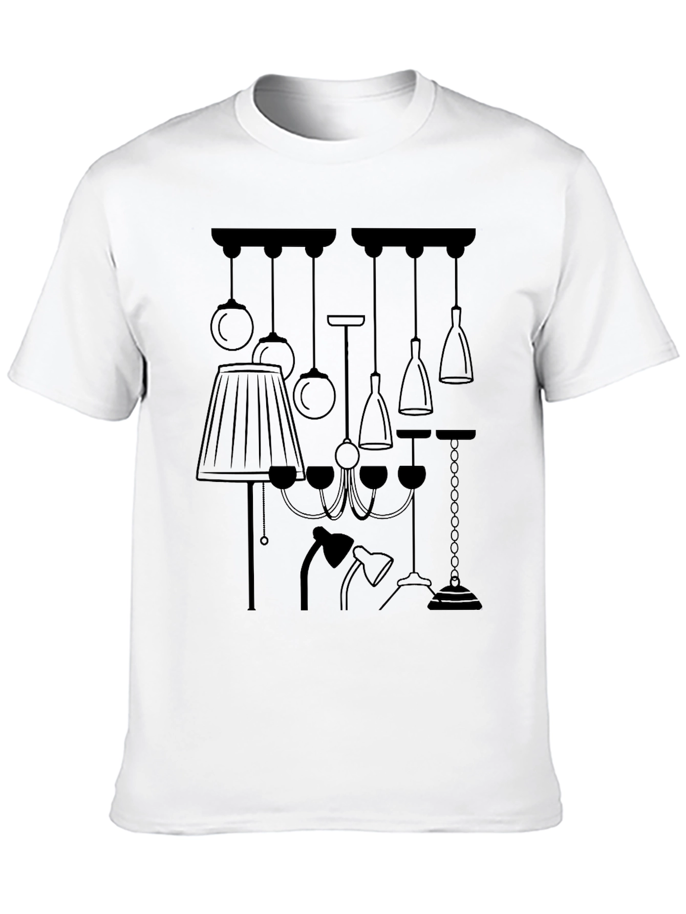 Unique Lamp Design Graphic Tee - Black