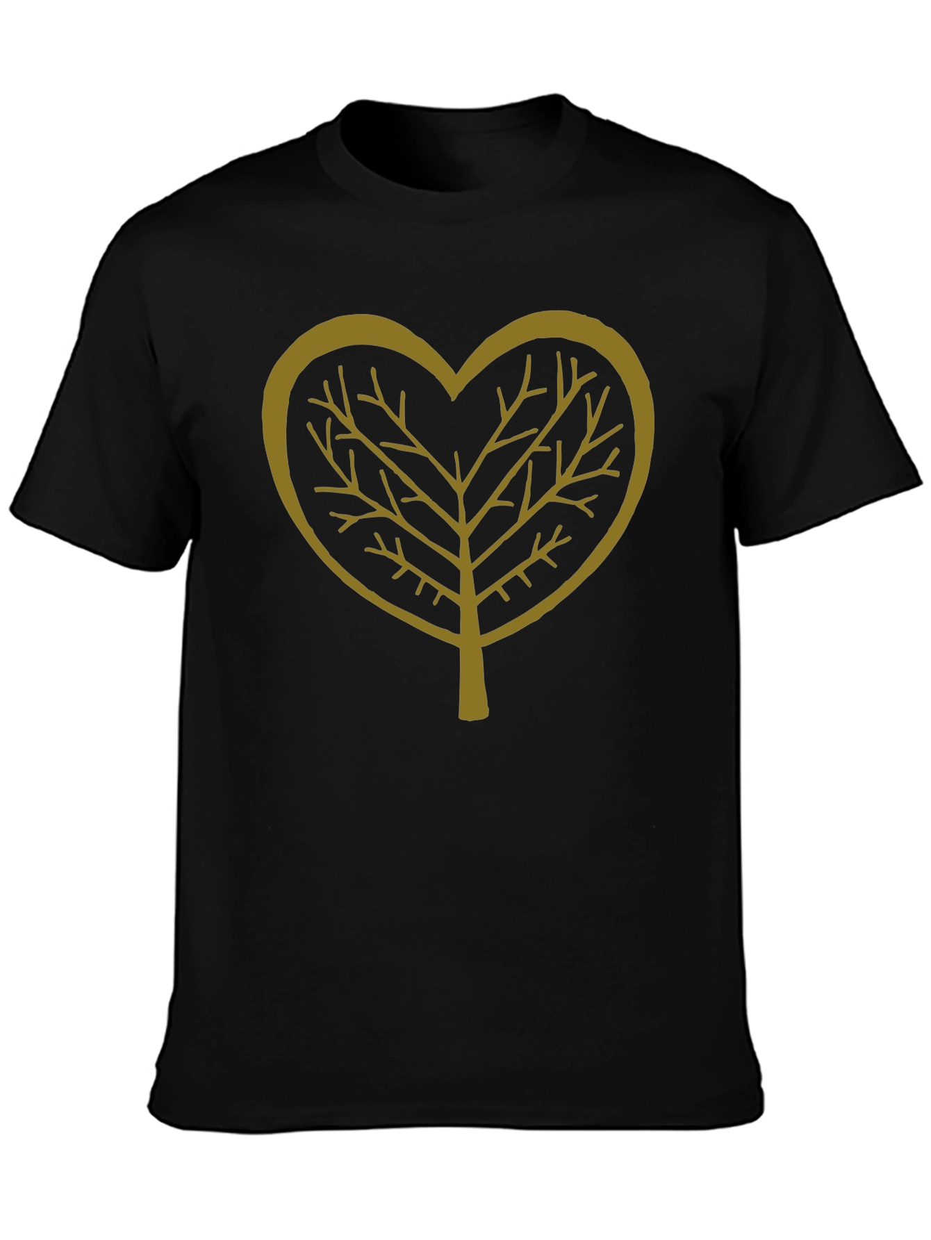 Heart Tree Graphic Tee - Stylish Black Casual T-Shirt