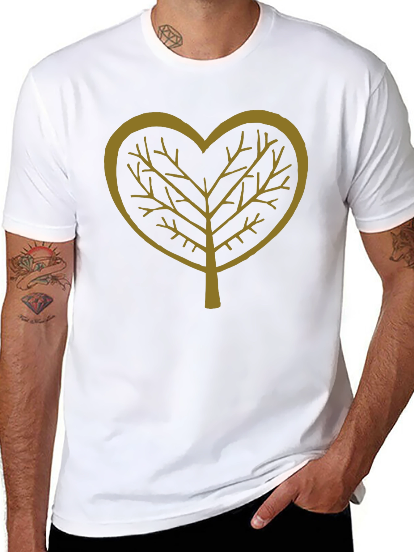 Heart Tree Graphic Tee - Stylish Black Casual T-Shirt