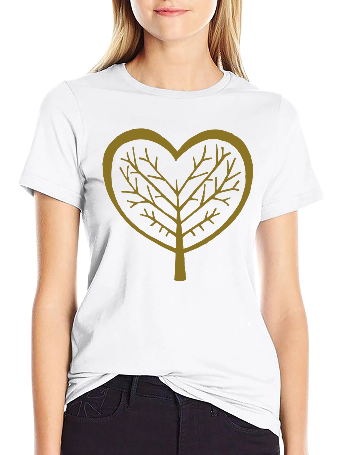 Heart Tree Graphic Tee - Stylish Black Casual T-Shirt