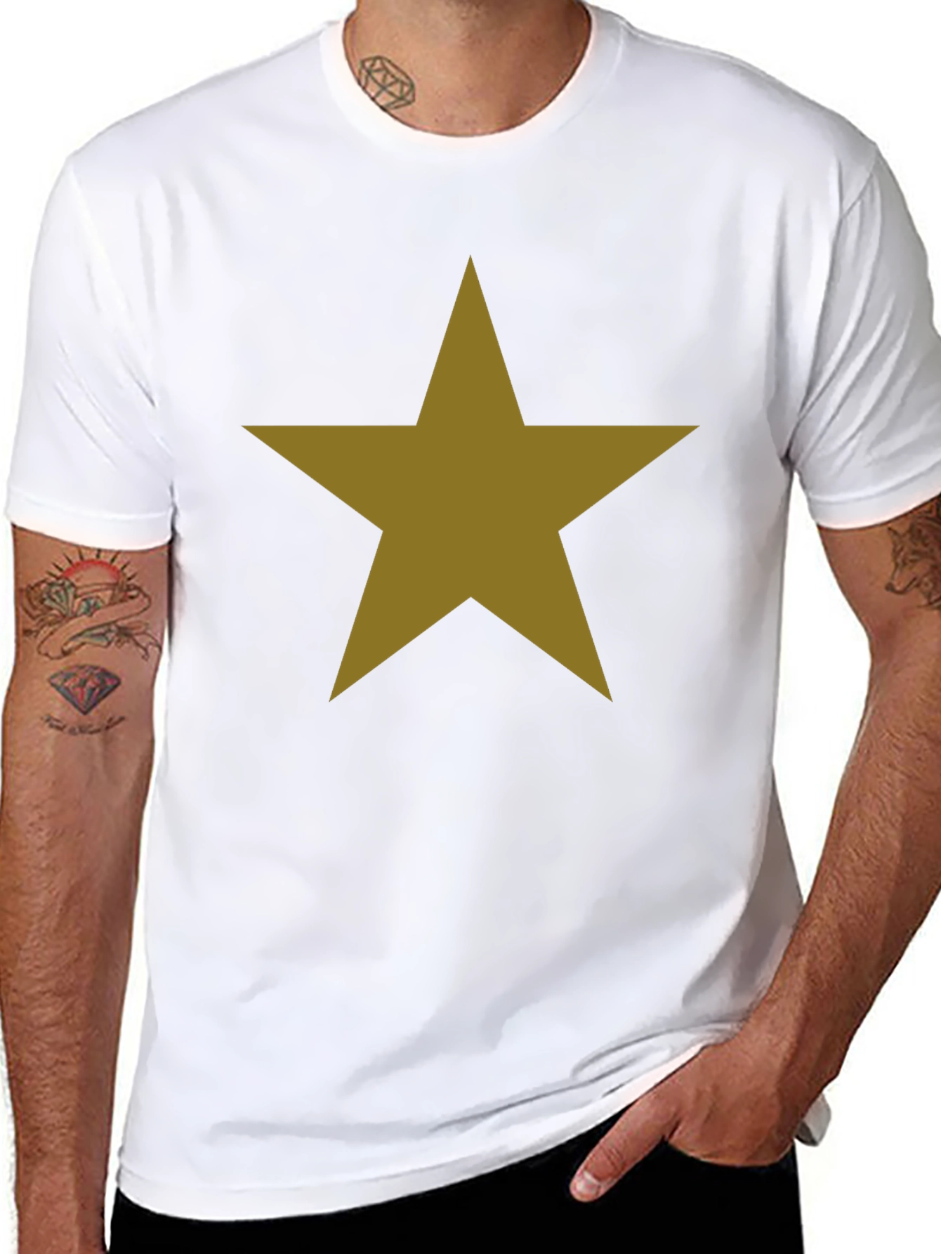 Bold Star Graphic Tee - Classic Black Cotton Blend