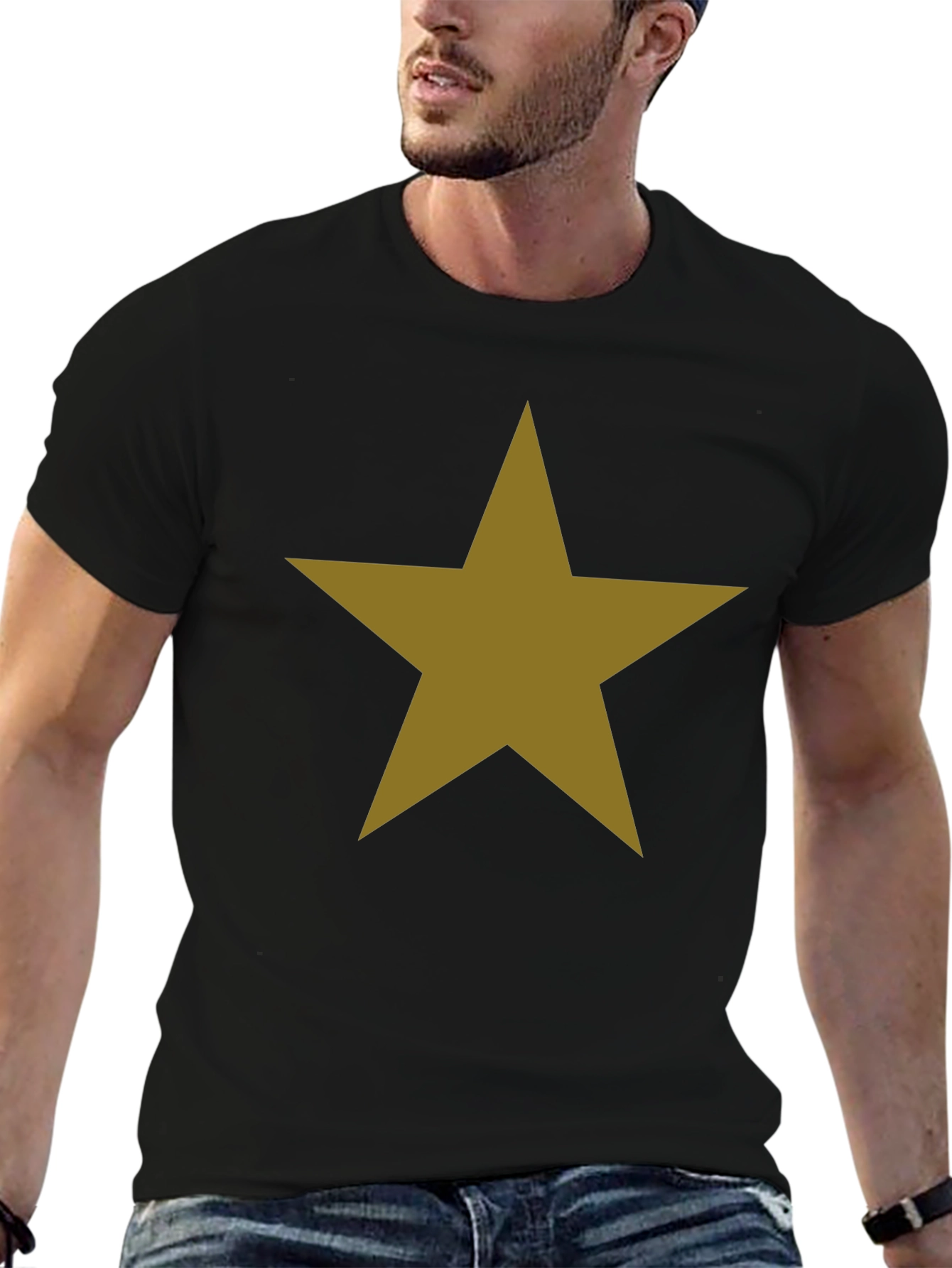 Bold Star Graphic Tee - Classic Black Cotton Blend