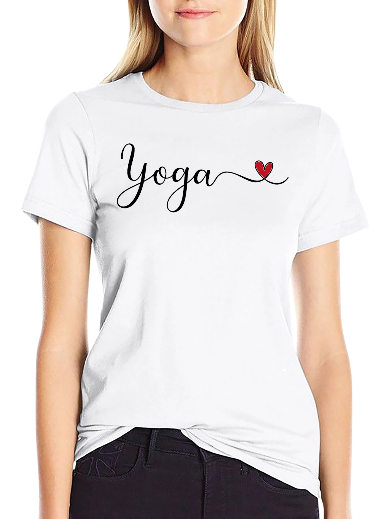 Yoga Heart Graphic Black T-Shirt