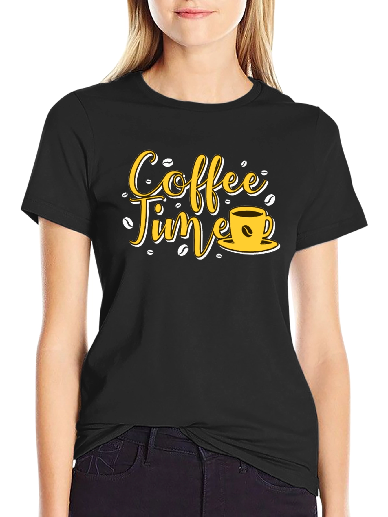 Coffee Time Graphic Tee - Black Cotton T-Shirt