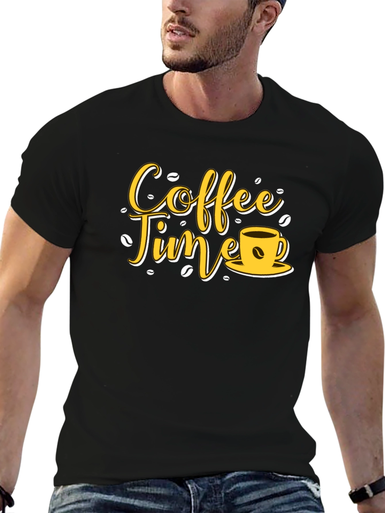 Coffee Time Graphic Tee - Black Cotton T-Shirt