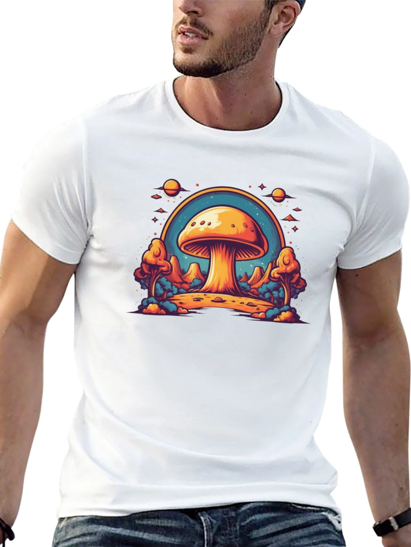 Psychedelic Mushroom T-Shirt - Trippy Space Design