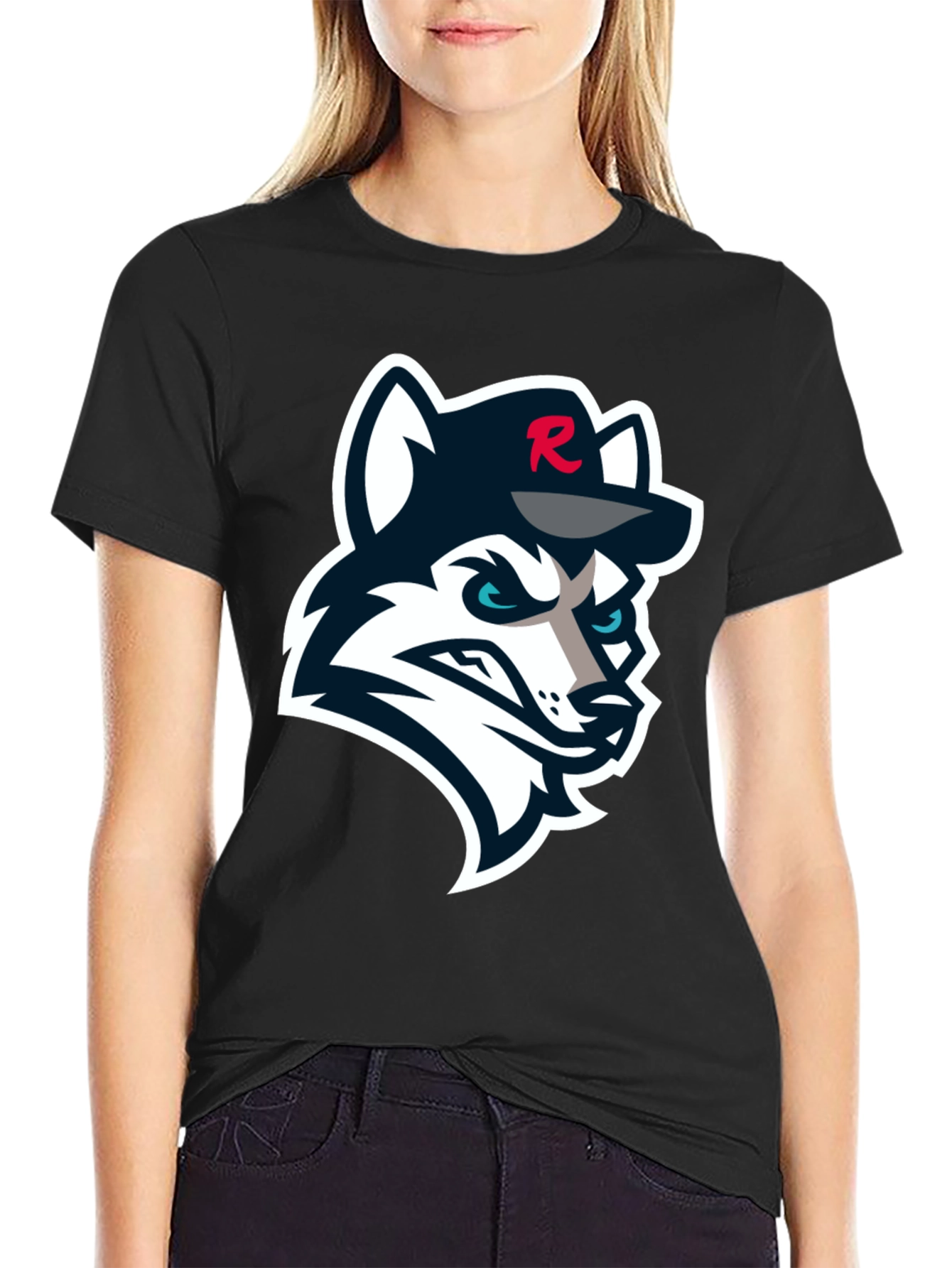 Black T-Shirt with Wolf Logo