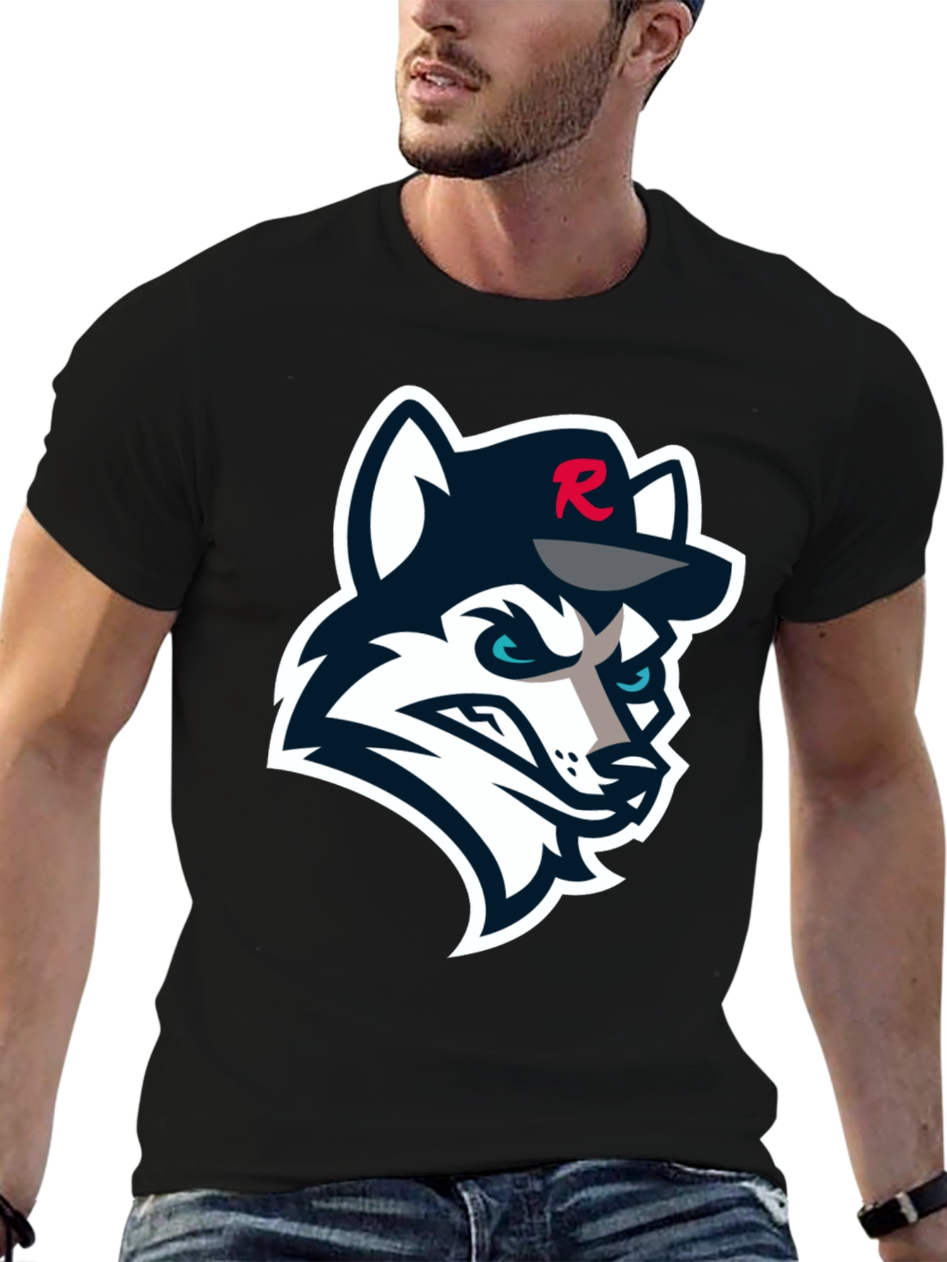 Black T-Shirt with Wolf Logo