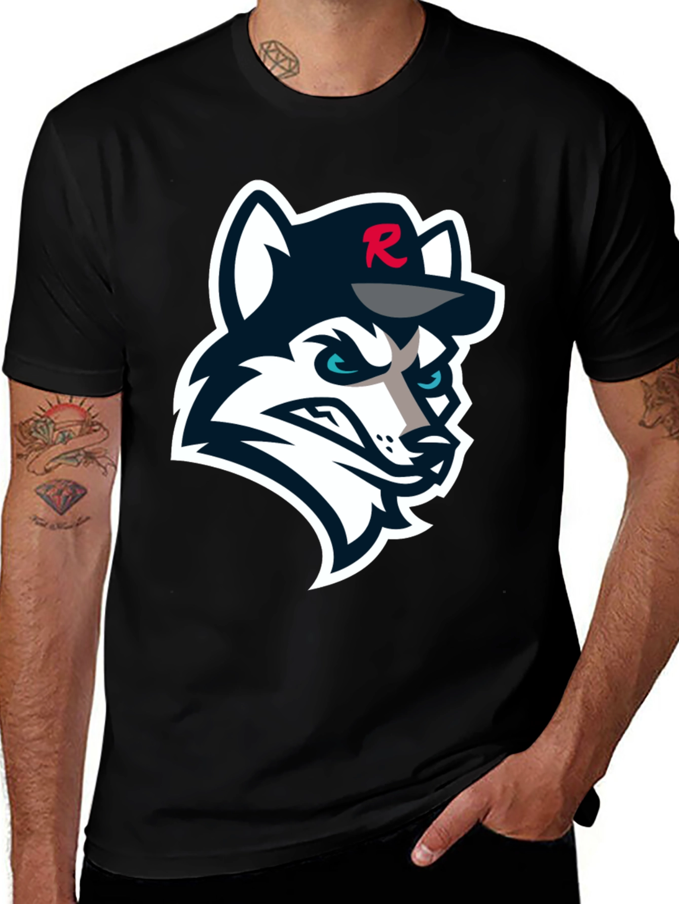 Black T-Shirt with Wolf Logo