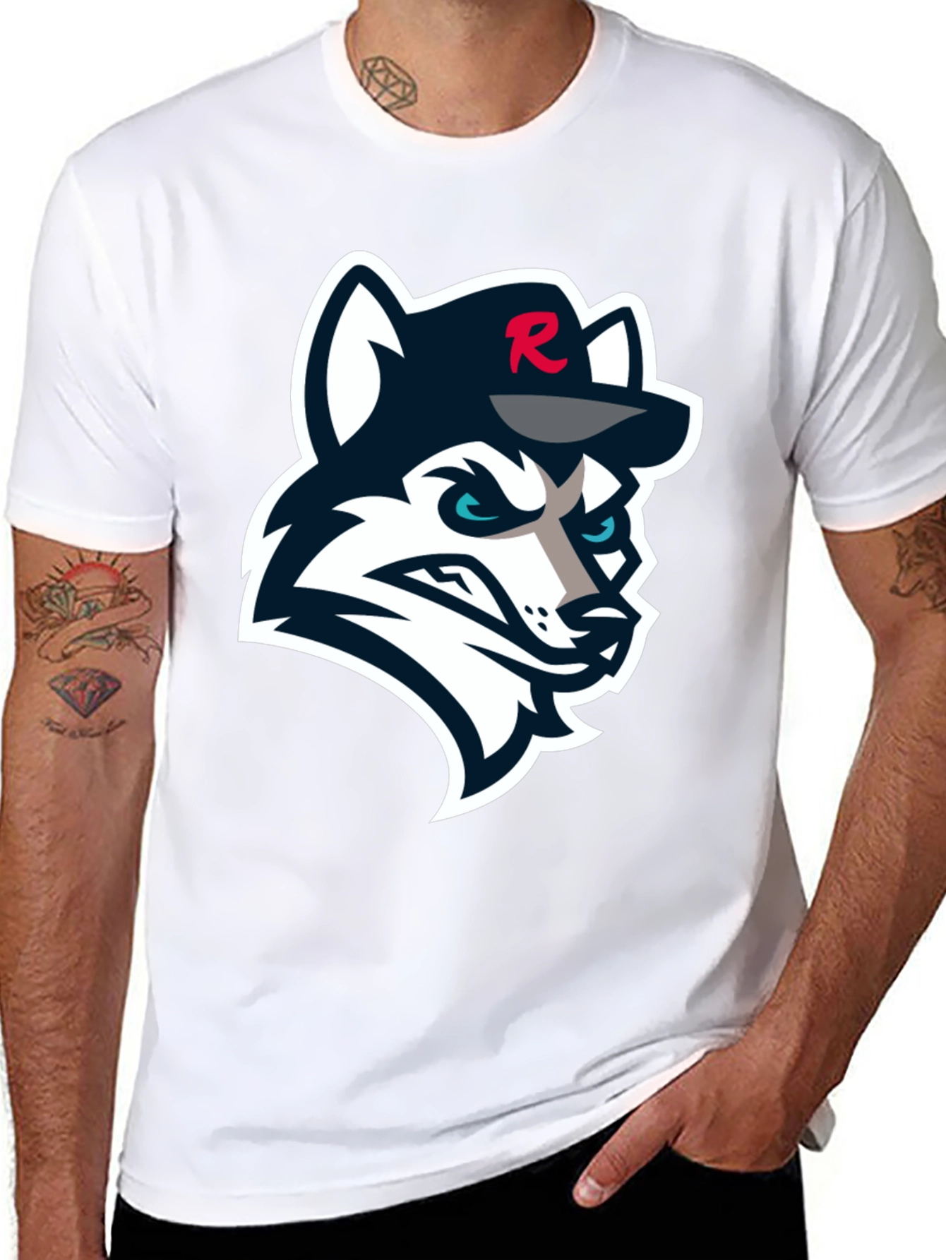 Black T-Shirt with Wolf Logo