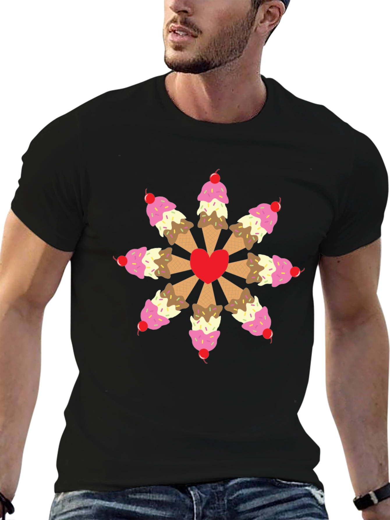 Ice Cream Heart Graphic Tee - Sweet Treat Shirt
